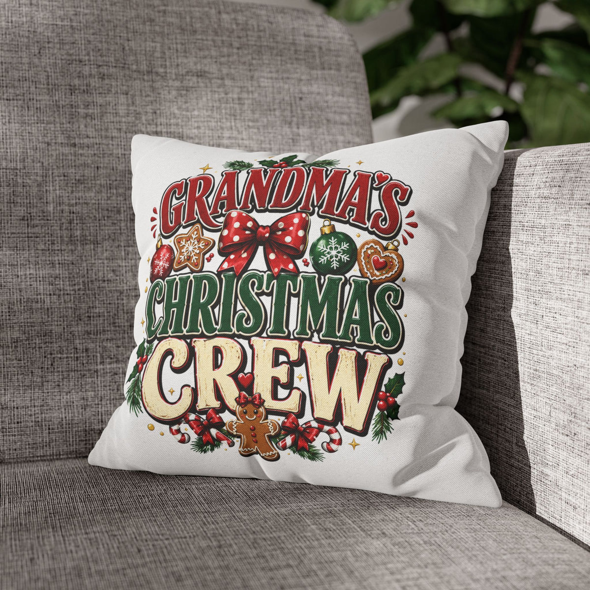 Grandma's Christmas Crew Holiday Pillowcase — Festive Family Decor
