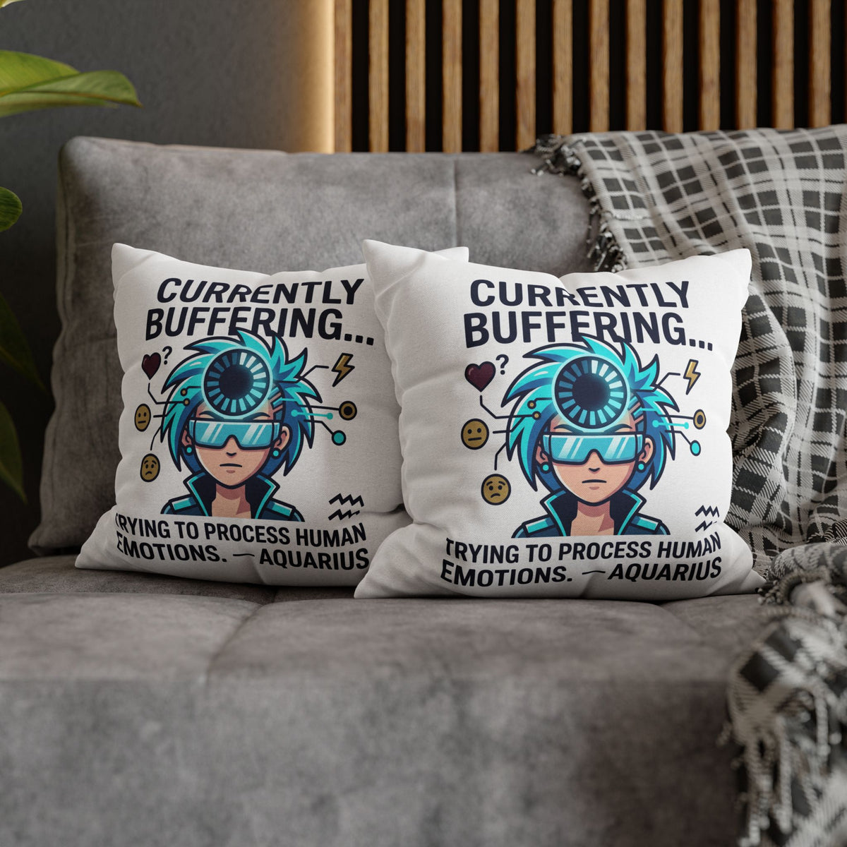 Aquarius Zodiac Spun Polyester Square Pillowcase