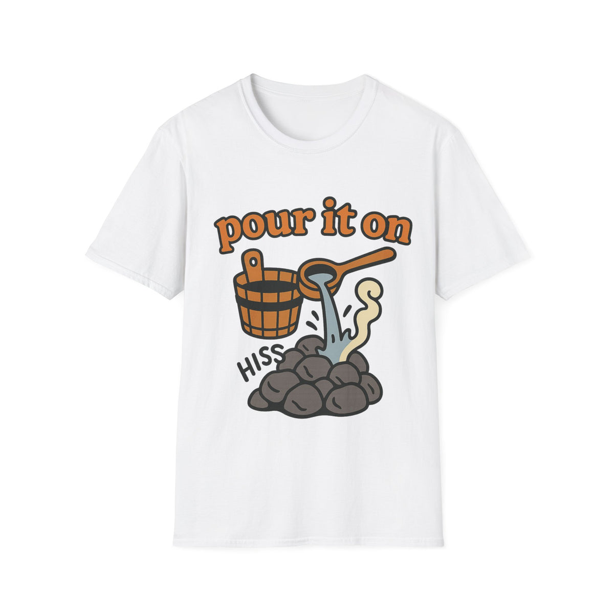 "Pour It On" Retro Sauna Bucket Graphic Tee - Funny Sauna Culture White T-Shirt - Trending Now - September 2026