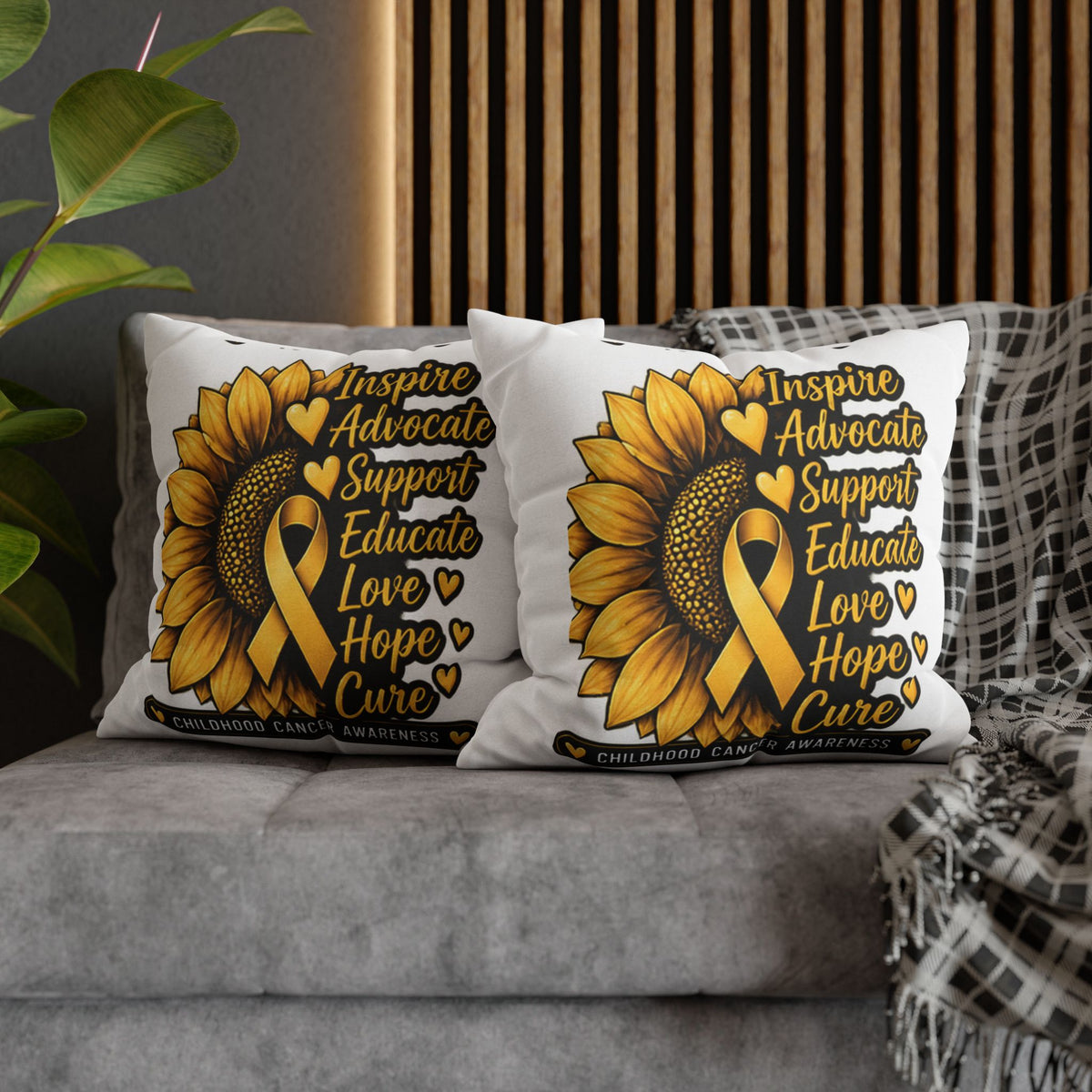 Childhood Cancer Awareness Sunflower Support Pillowcase