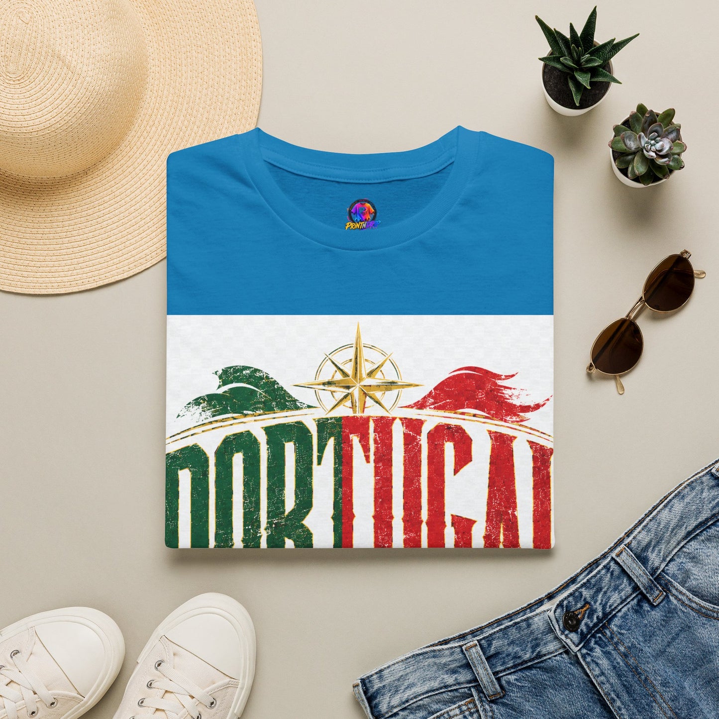 Portugal Vintage Compass T-Shirt — Retro Portuguese Flag Travel Tee