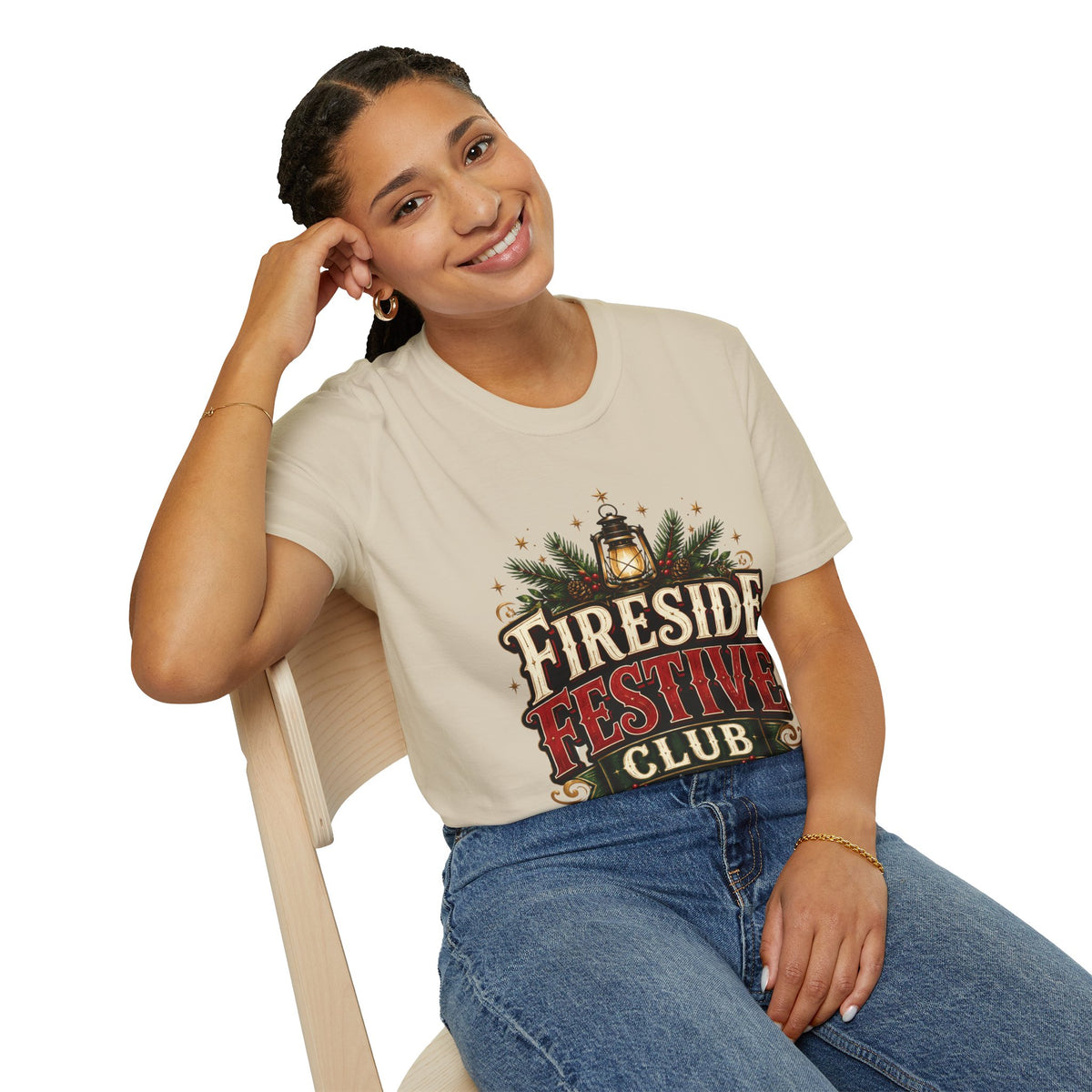 Fireside Festive Club T-Shirt — Cozy Holiday Lantern Graphic Tee
