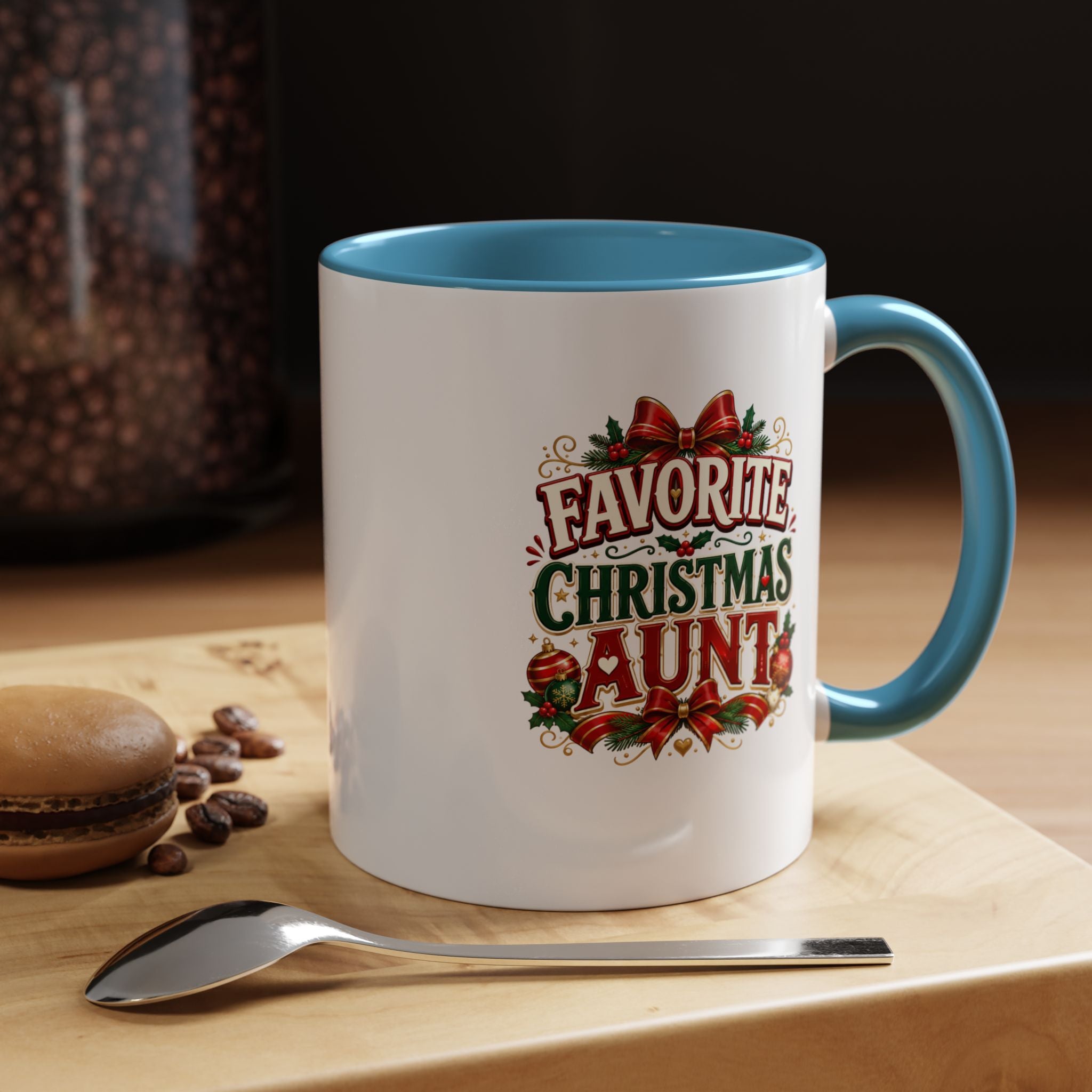 Christmas Aunt Coffee Mug — "Favorite Christmas Aunt" Accent Holiday Mug