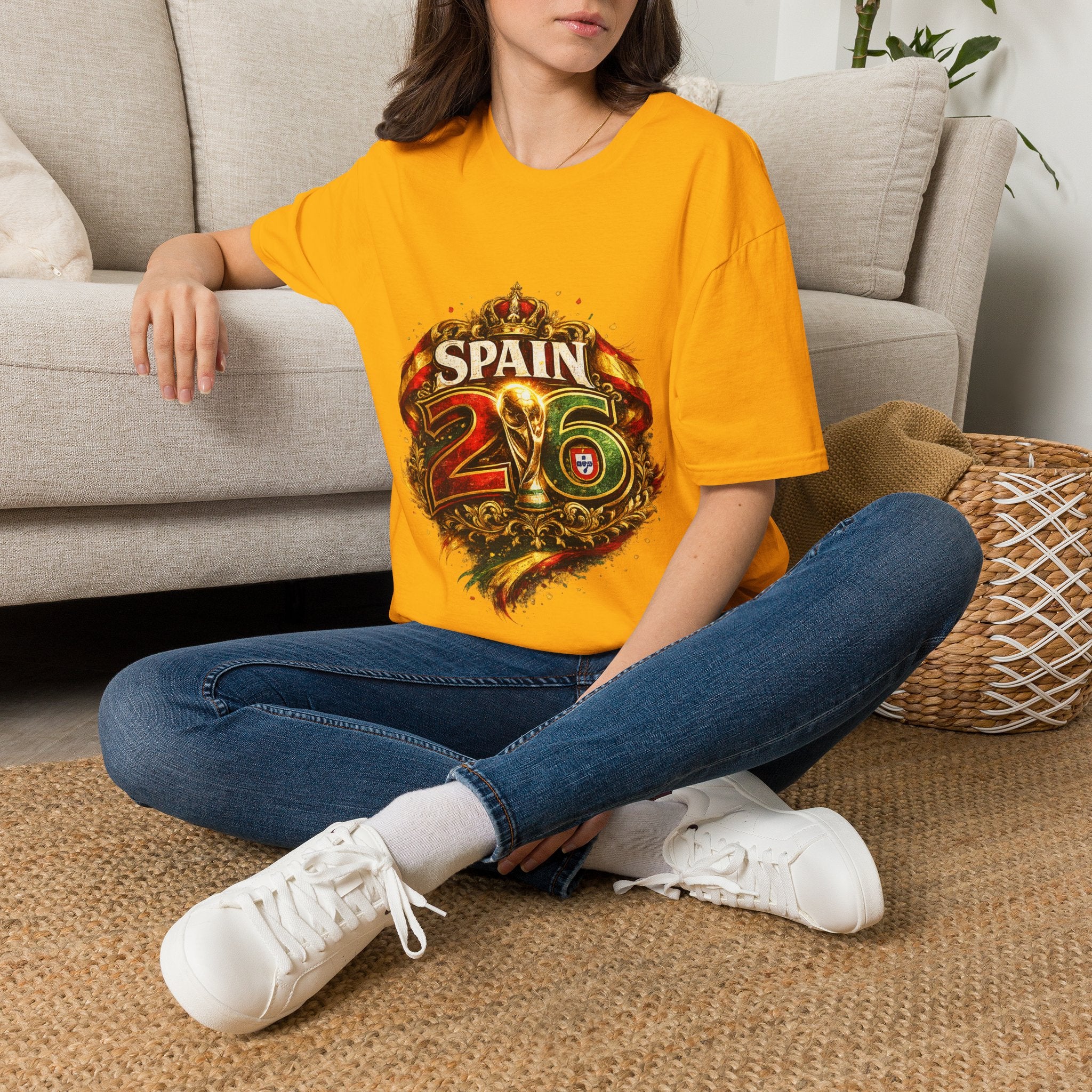 Spain 26 Graphic T-Shirt — Vintage Crowned Soccer Fan Tee