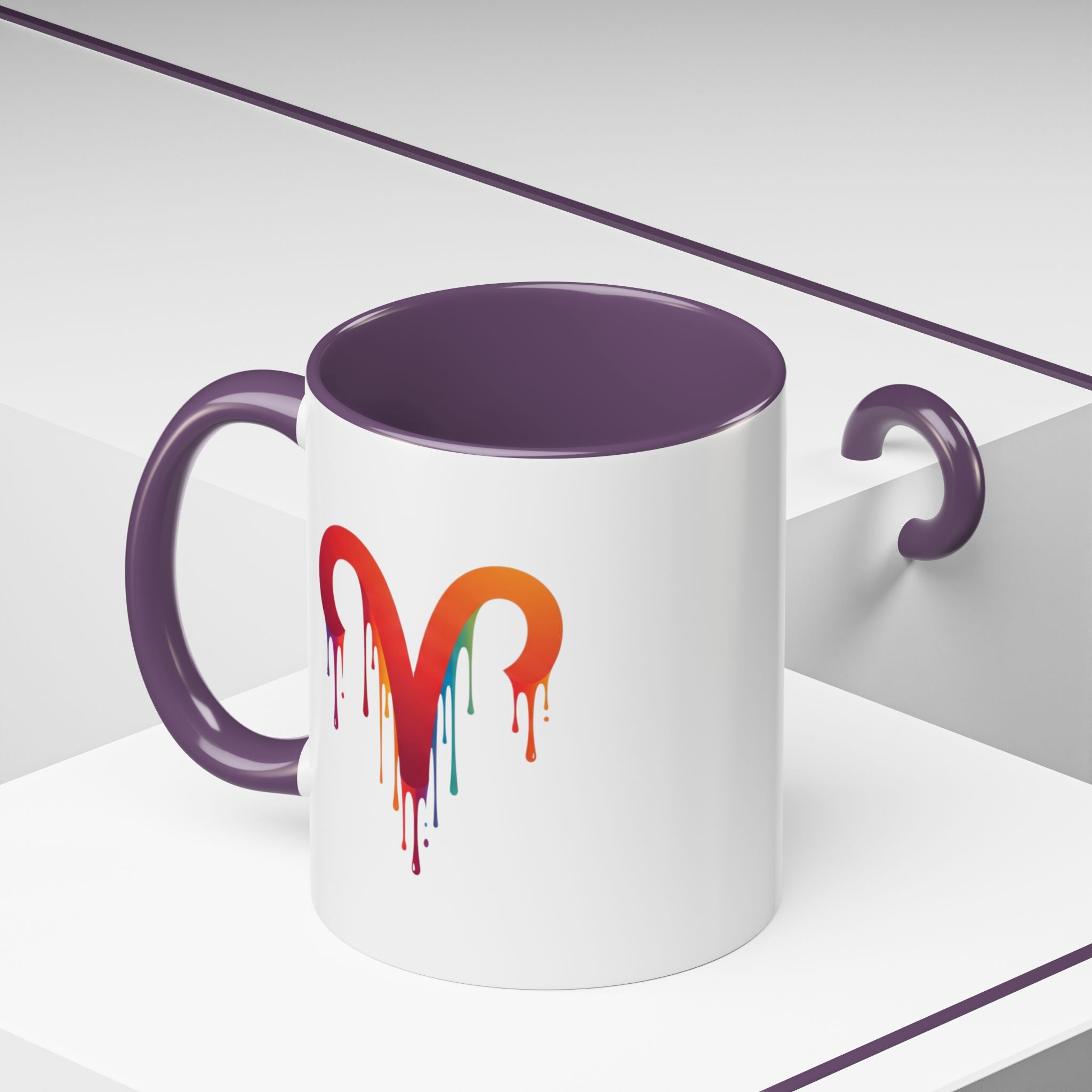 Rainbow Drip Heart Coffee Mug — Colorful Art Accent Mug