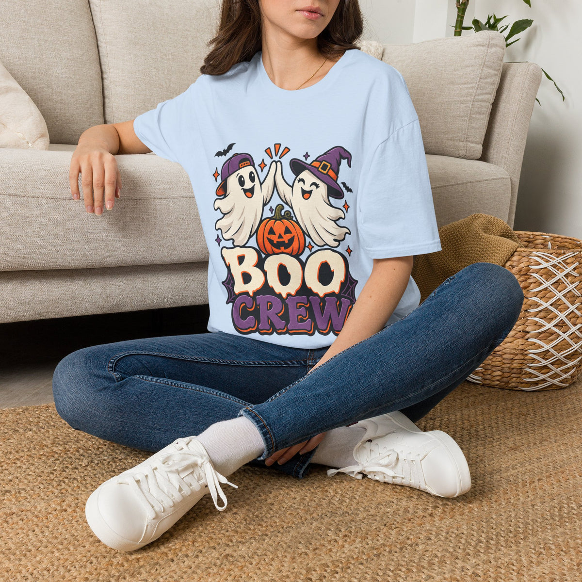 Boo Crew Halloween T-Shirt — Cute Ghosts & Pumpkin Graphic