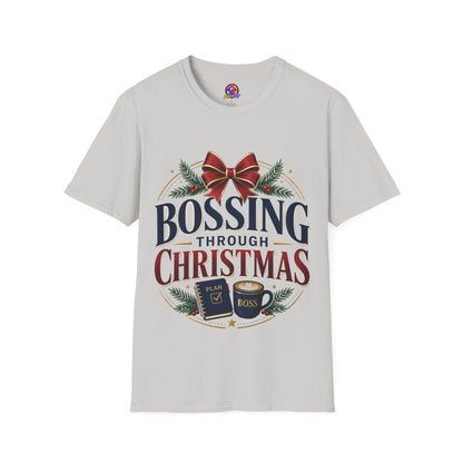 Christmas “Bossing Through Christmas” T‑Shirt — Funny Holiday Boss Gift