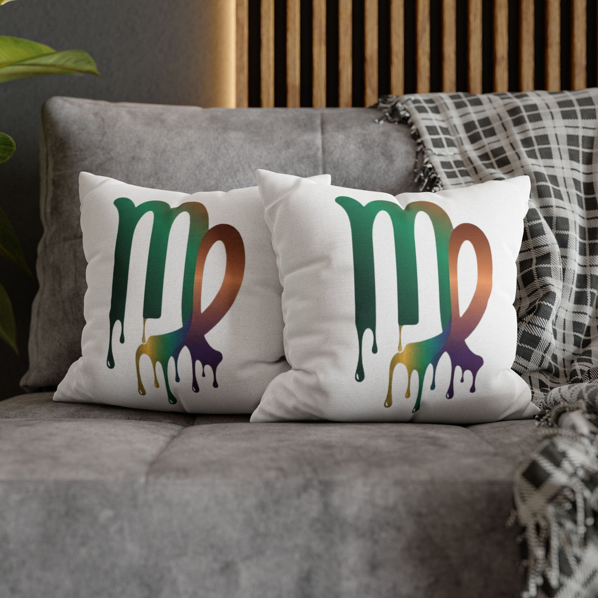 Virgo Zodiac Drip Pillowcase — Colorful Astrology Square Throw Pillow Cover