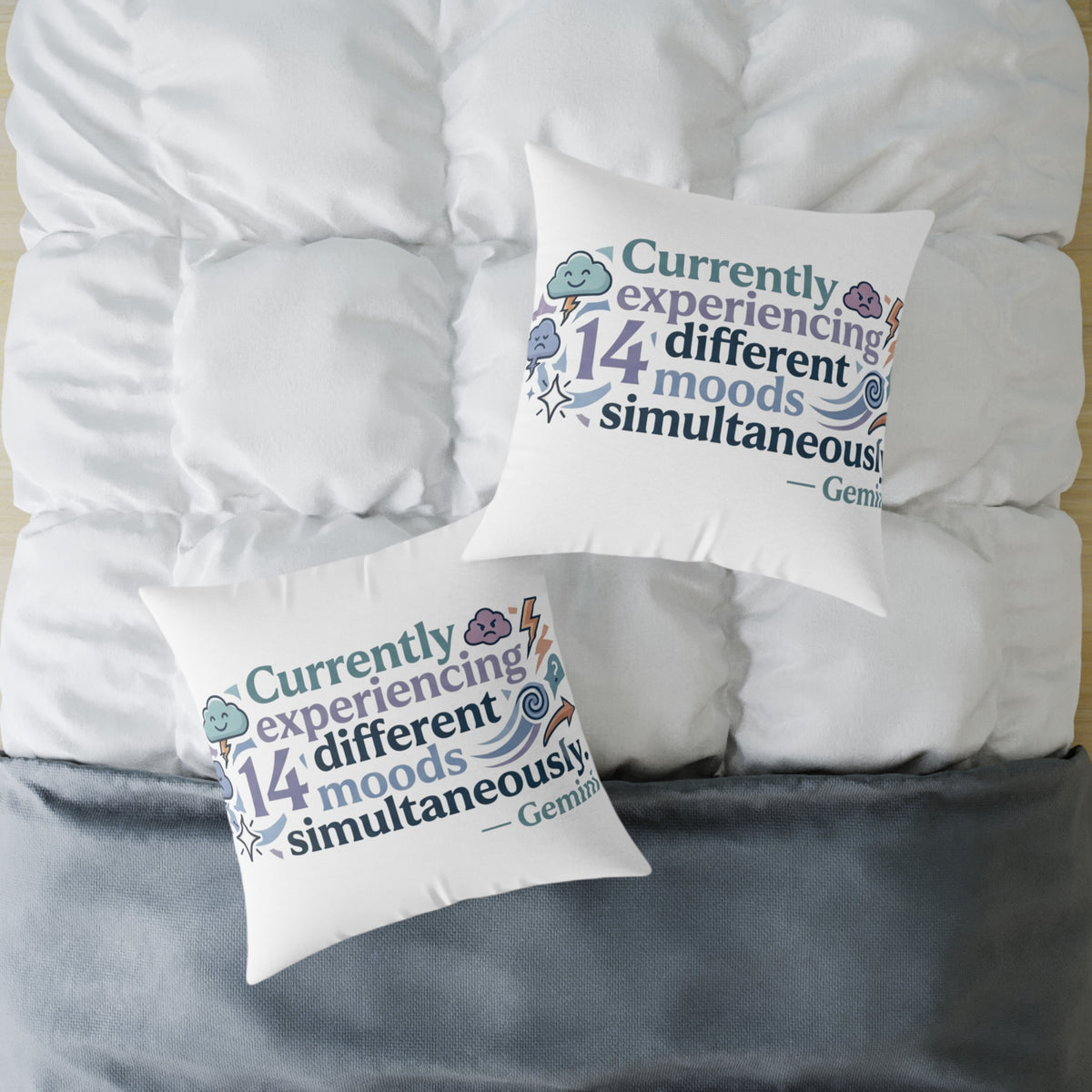 Gemini Zodiac Currently Experiencing Different Moods Simultaneously Square Poly Canvas Pillow