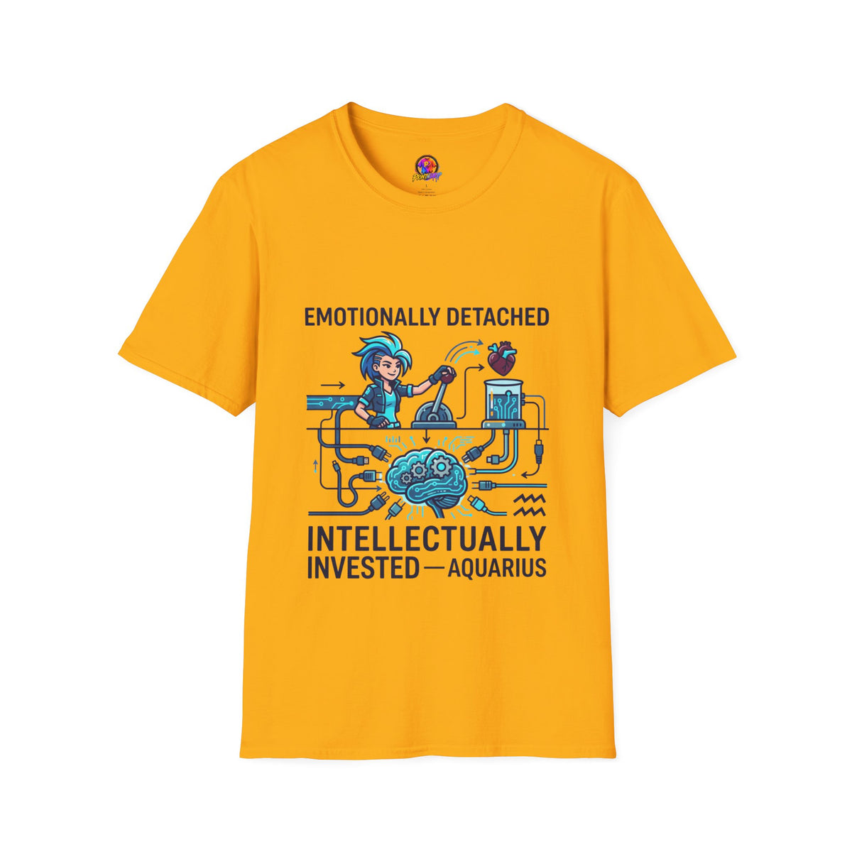 Aquarius Zodiac Emotionally Detached, Intellectually Invested T-Shirt — Aquarian Graphic Tee