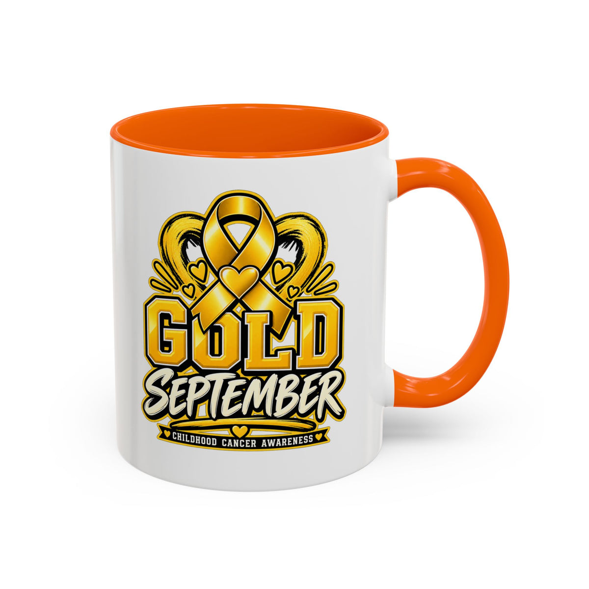 Gold September Coffee Mug — Childhood Cancer Awareness Accent Mug (11/15oz)