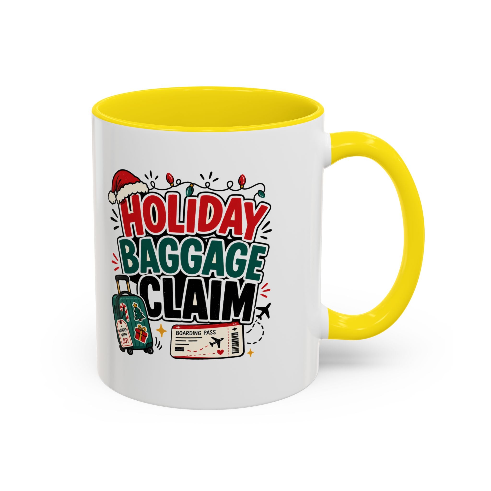 Modern Day Christmas Holiday Baggage Claim Coffee Mug — Funny Christmas Travel Gift (11/15oz)