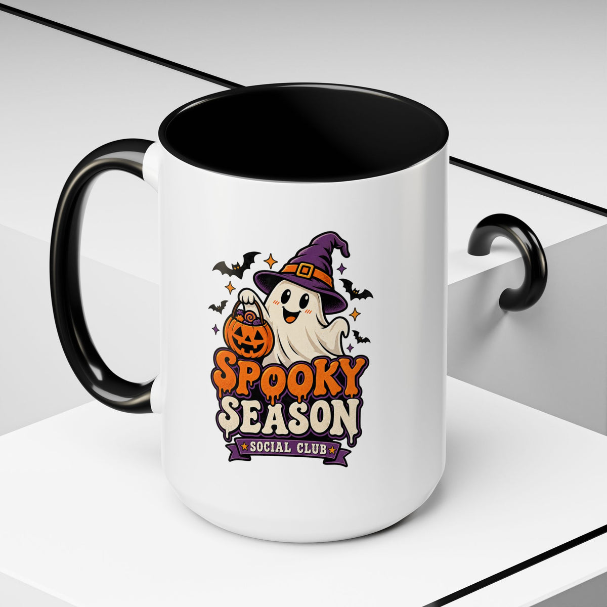 Spooky Season Coffee Mug — Cute Ghost Halloween Accent Mug (11/15oz)