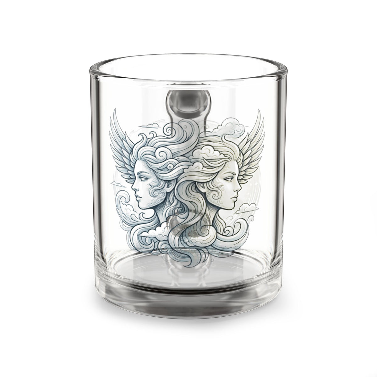 Gemini Glass Mug — Celestial Twin Goddesses Illustration 10oz