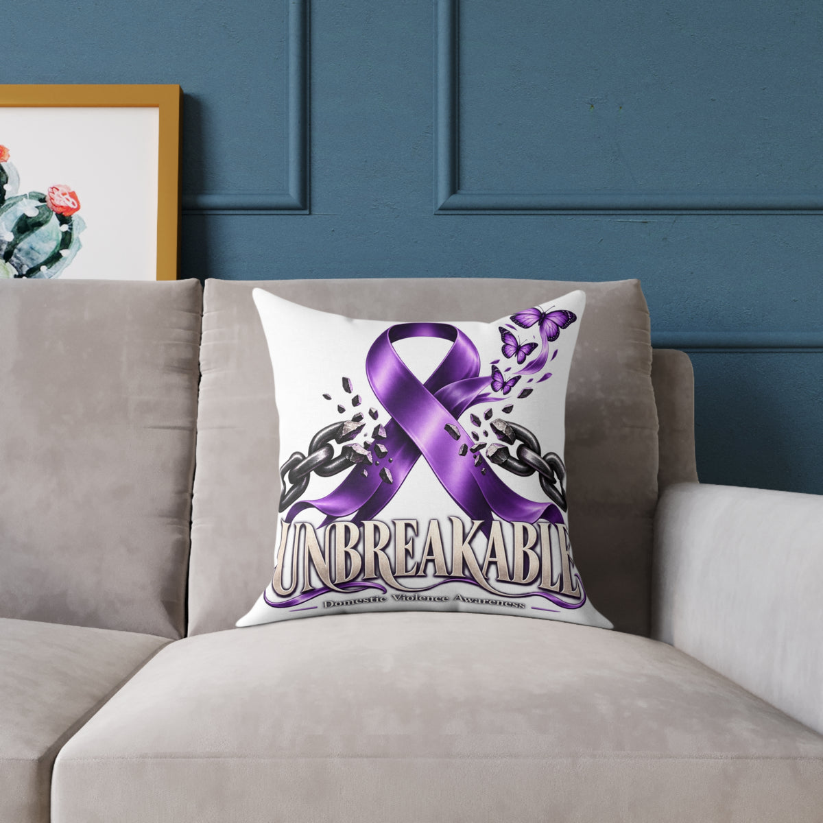 Domestic Violence Unbreakable Purple Ribbon Throw Pillow