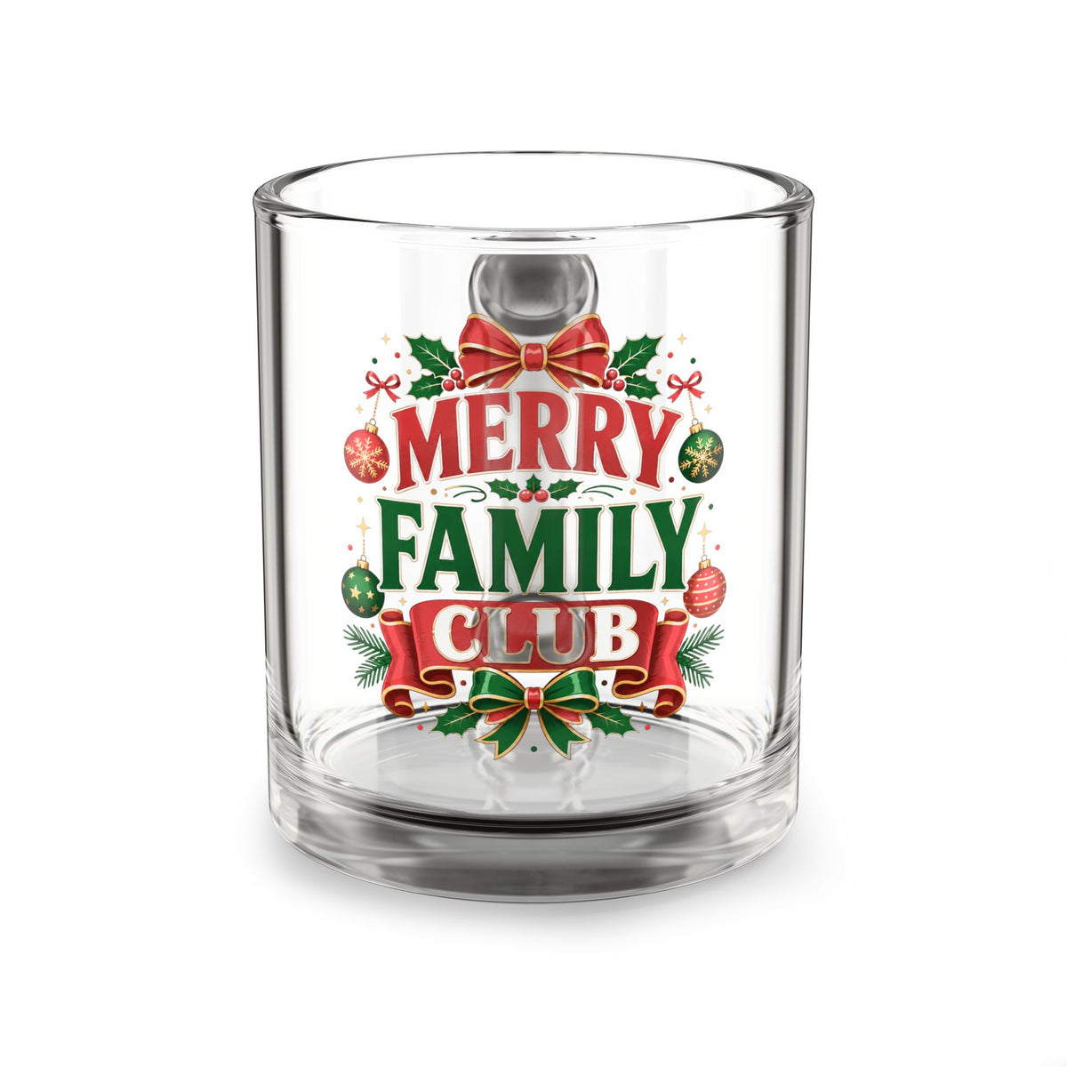 Christmas Glass Mug 10 oz Merry Family Club Glass Mug — 10oz Christmas Holiday Coffee Cup