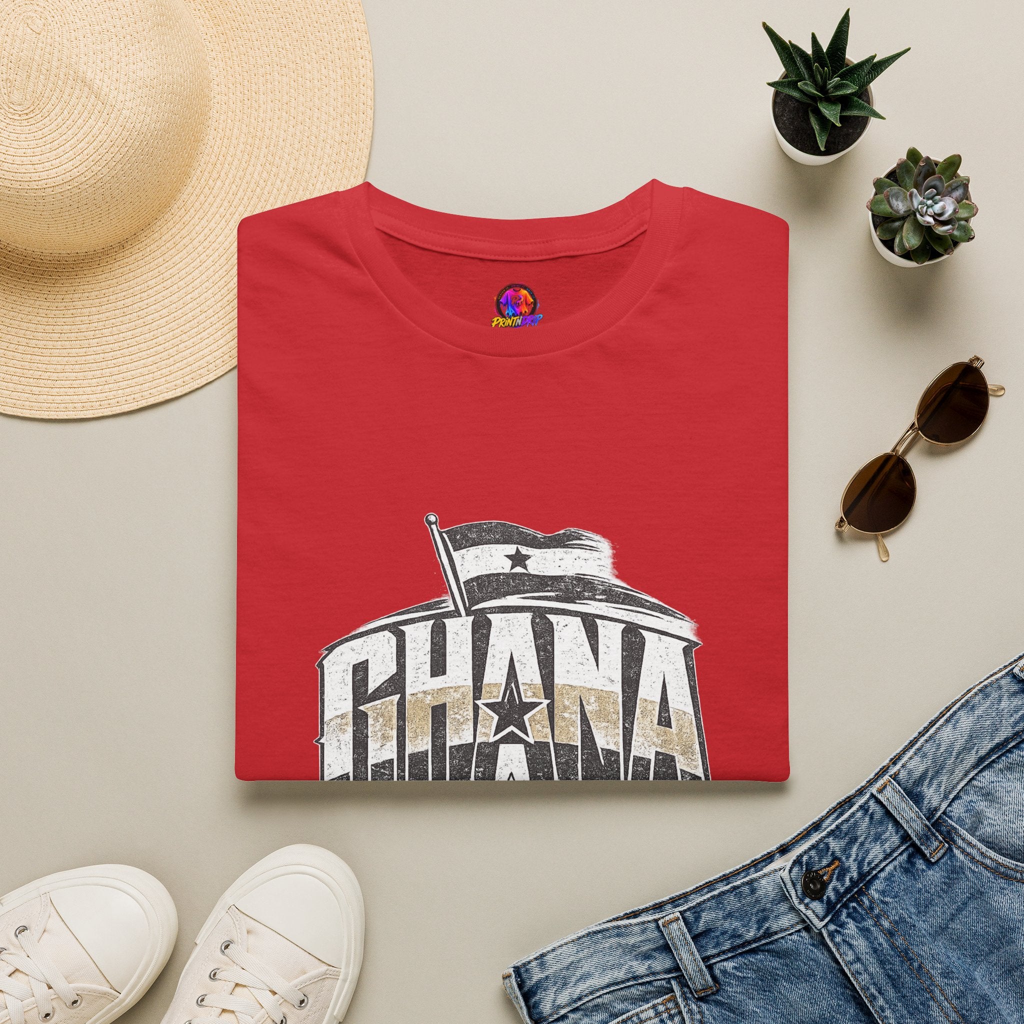 Ghana Vintage Flag T-Shirt — Retro Ghana Pride Graphic Tee