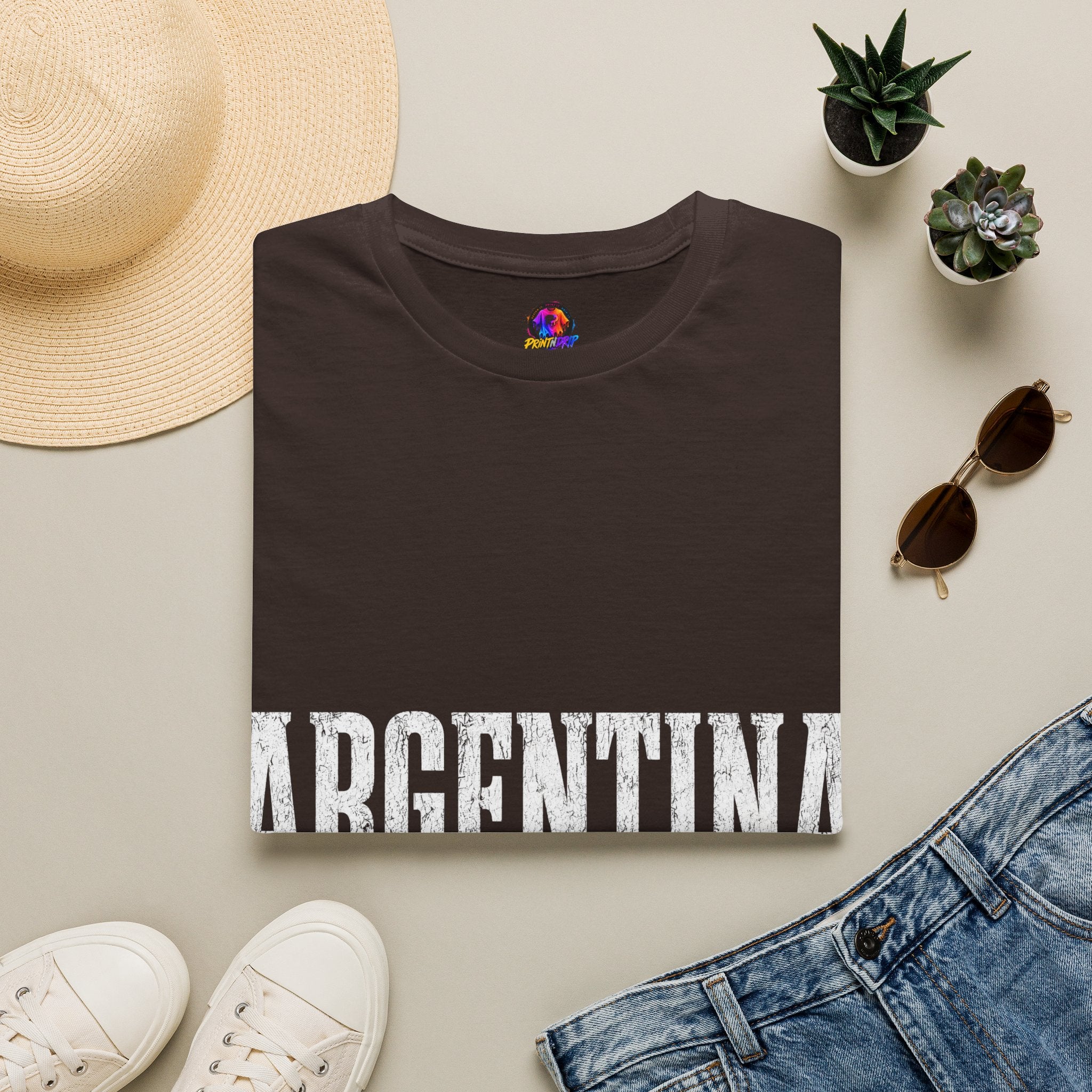 Argentina Graphic T-Shirt — Retro Flag Stripe Football Soccer Tee