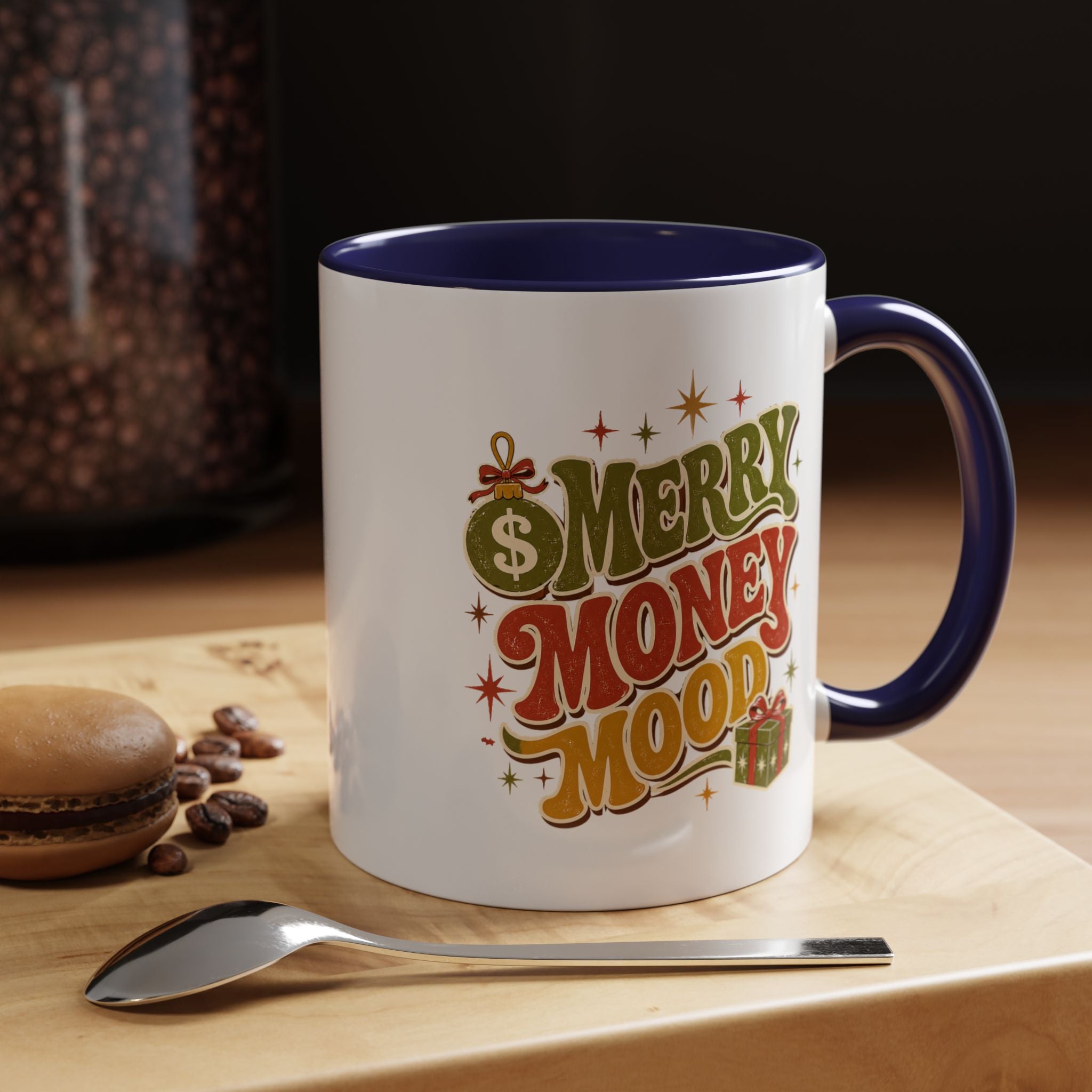 Modern Day Christmas Merry Money Mood Coffee Mug – Holiday Retro Gift Mug