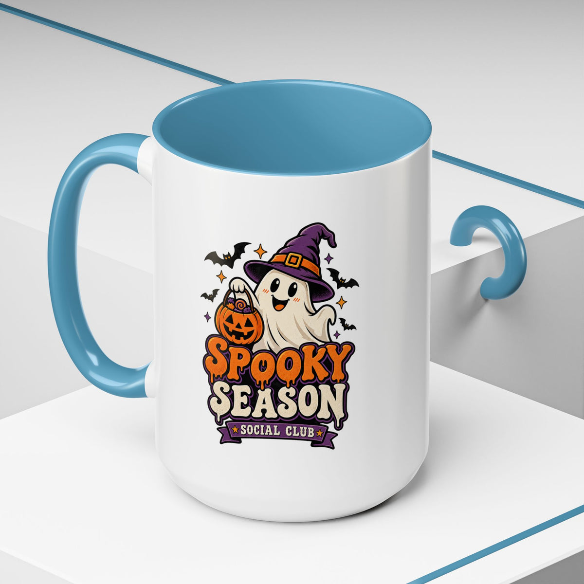 Spooky Season Coffee Mug — Cute Ghost Halloween Accent Mug (11/15oz)