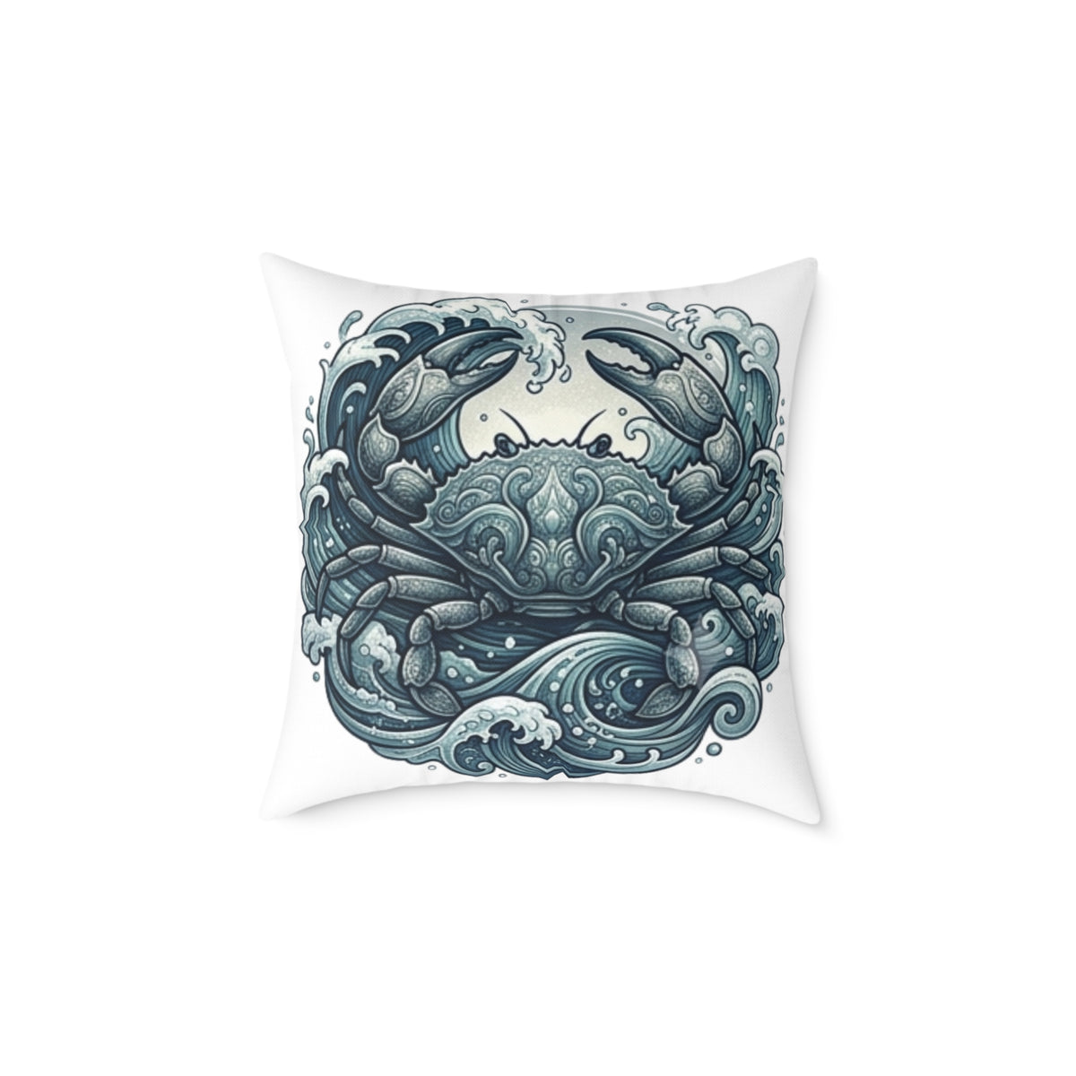 Cancer Zodiac Crab Ocean Art Pillow — Nautical Decorative Throw Pillow