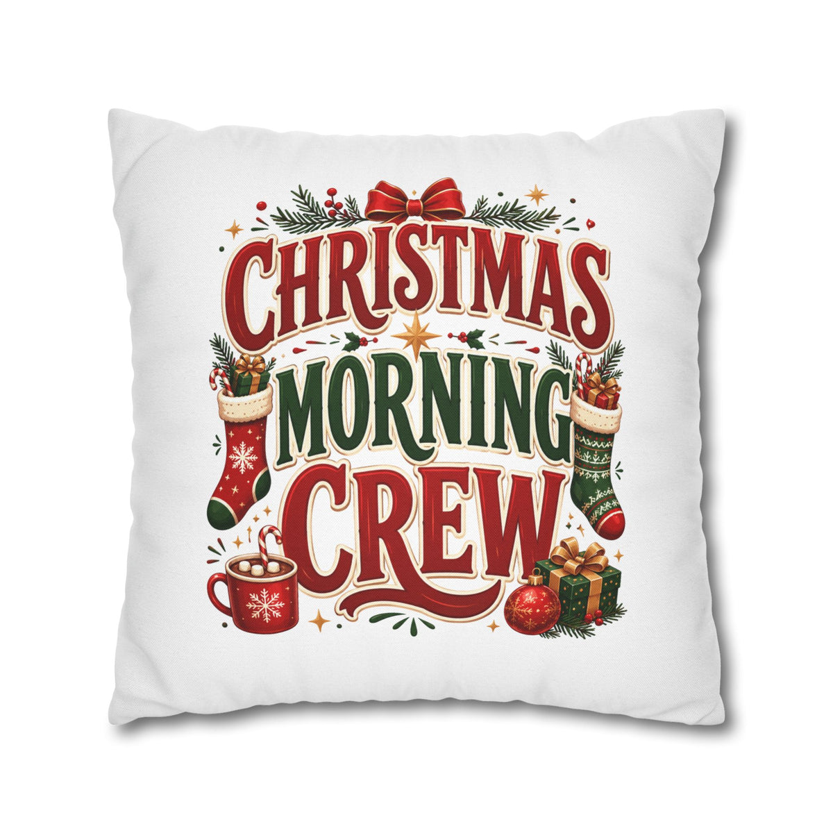 Christmas Spun Square Pillowcase  Morning Crew Pillowcase