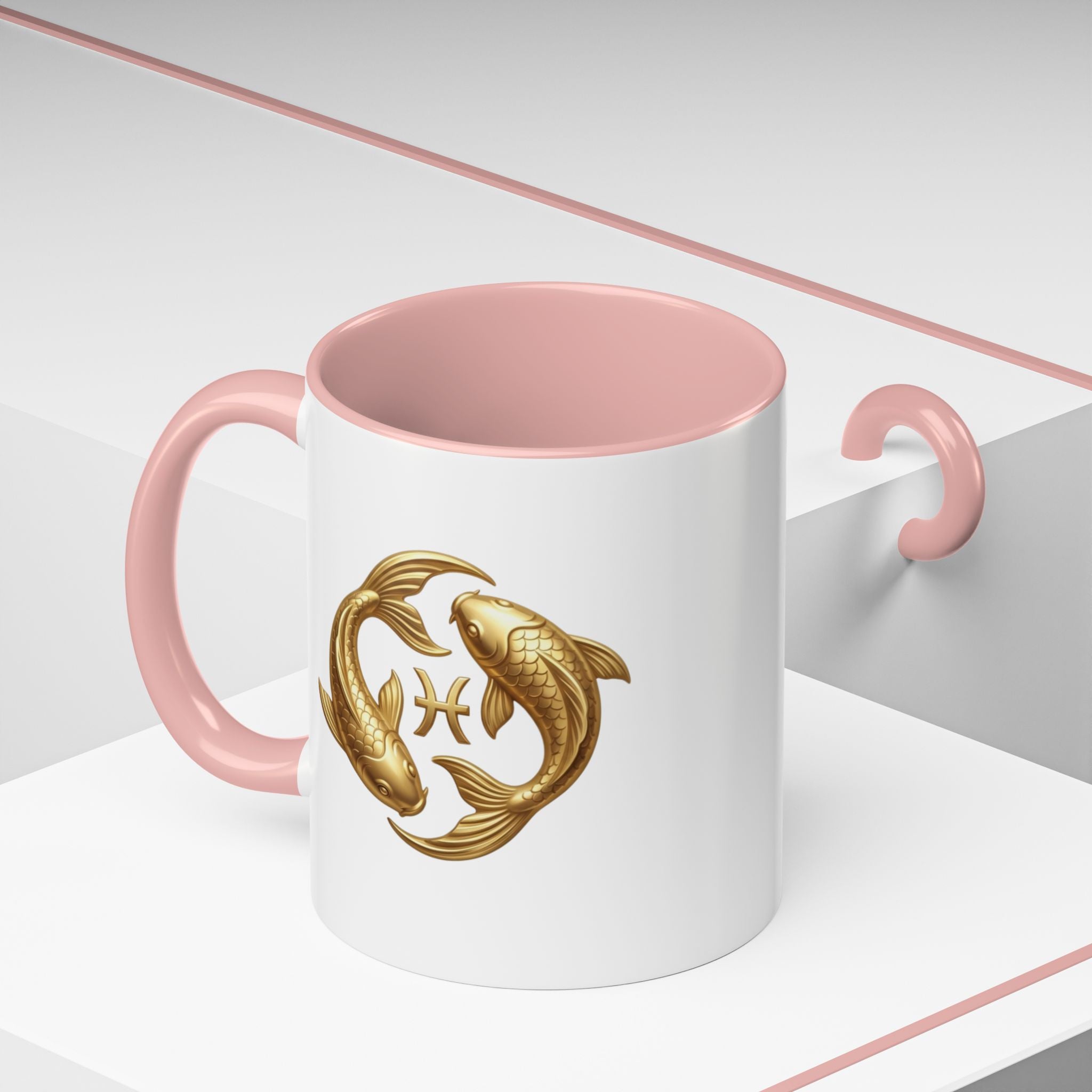 Pisces Zodiac Coffee Mug – Gold Koi Fish Horoscope Accent Mug