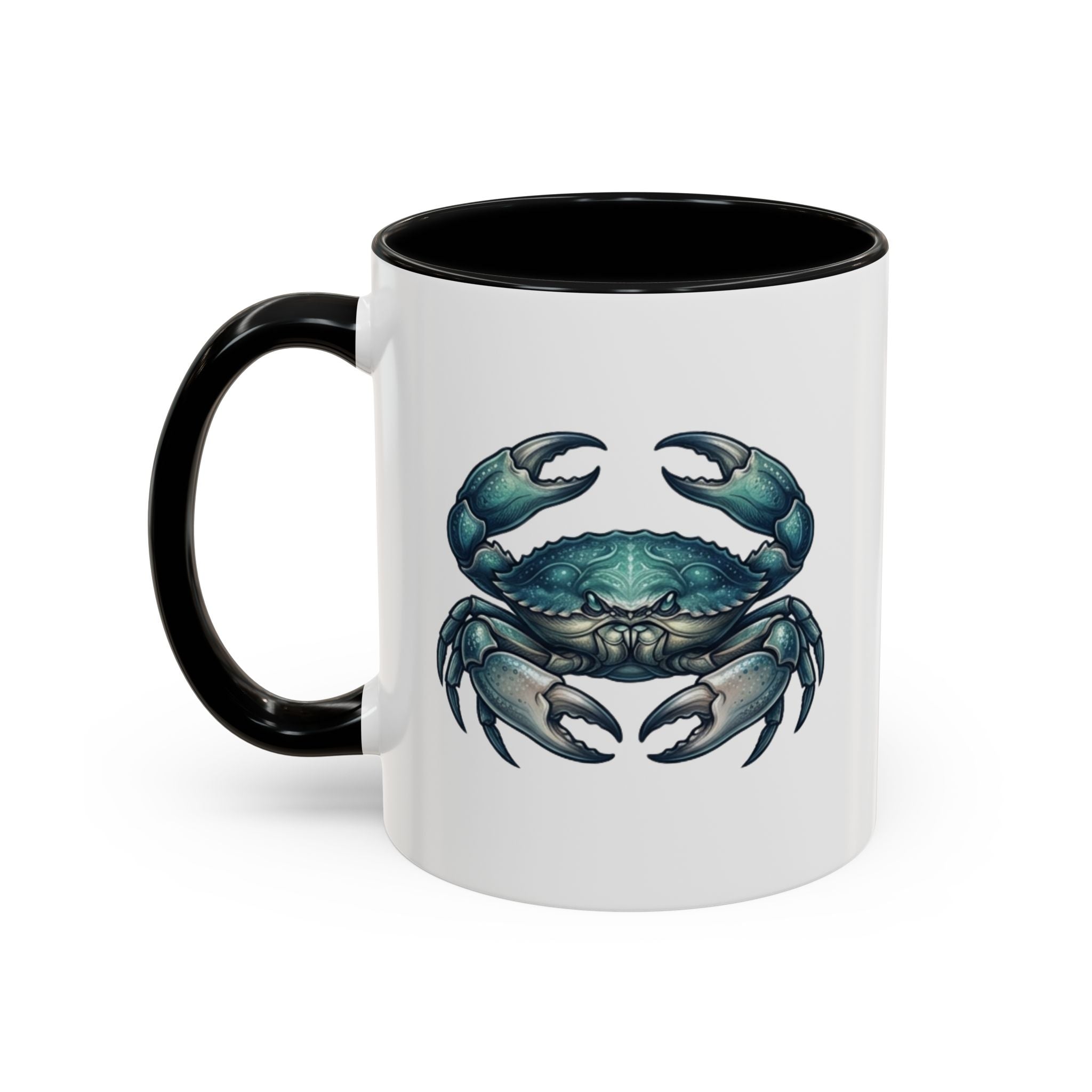 Crab Accent Coffee Mug – Blue Coastal Crab Artwork