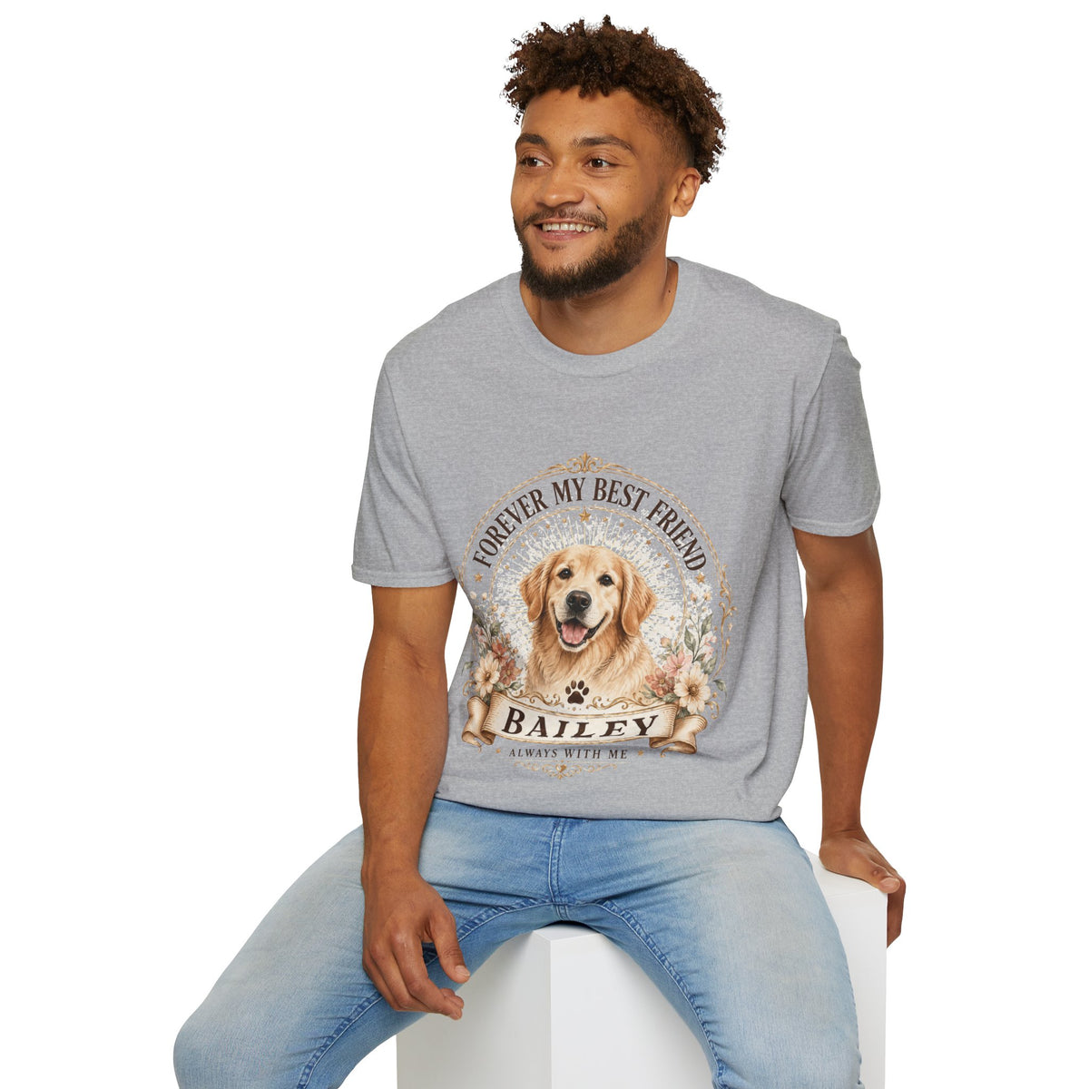 Forever My Best Friend Dog T-Shirt — Personalized Pet Name Golden Retriever Tee