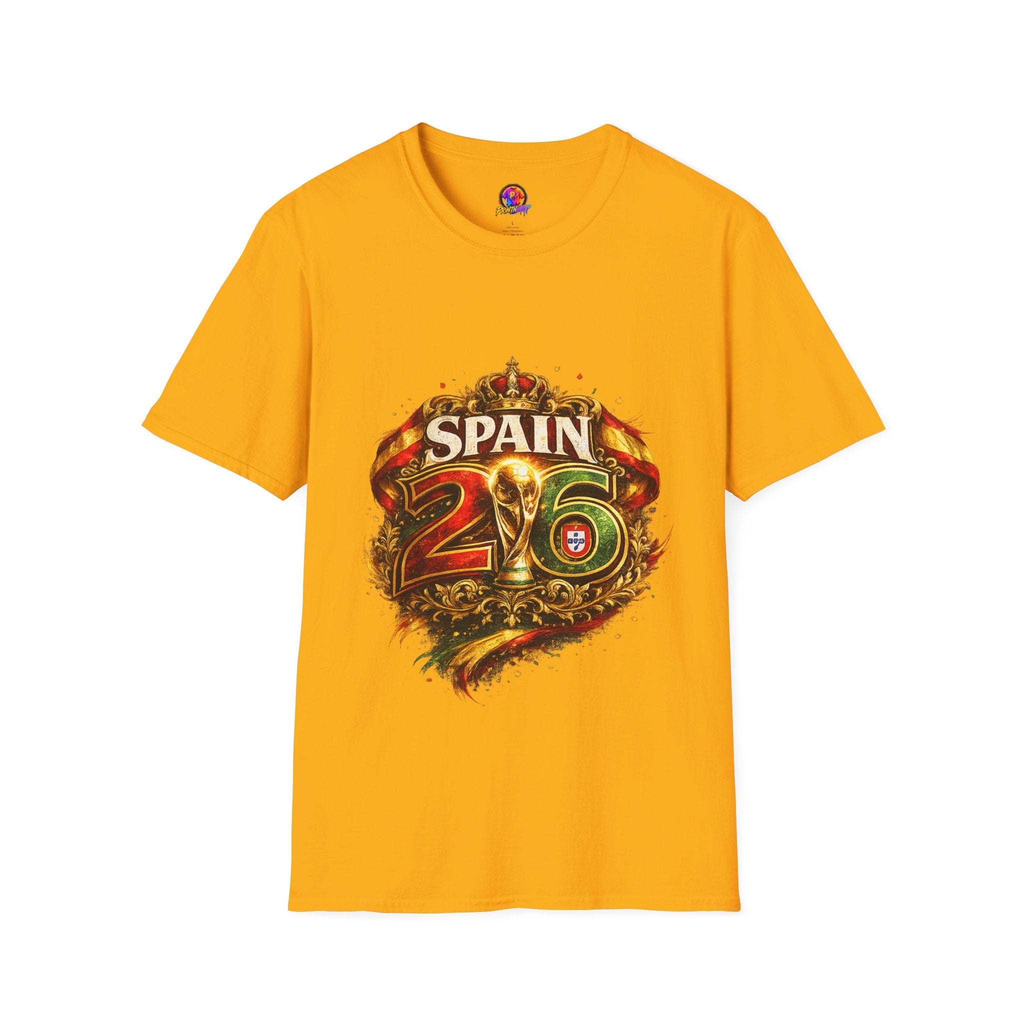 Spain 26 Graphic T-Shirt — Vintage Crowned Soccer Fan Tee