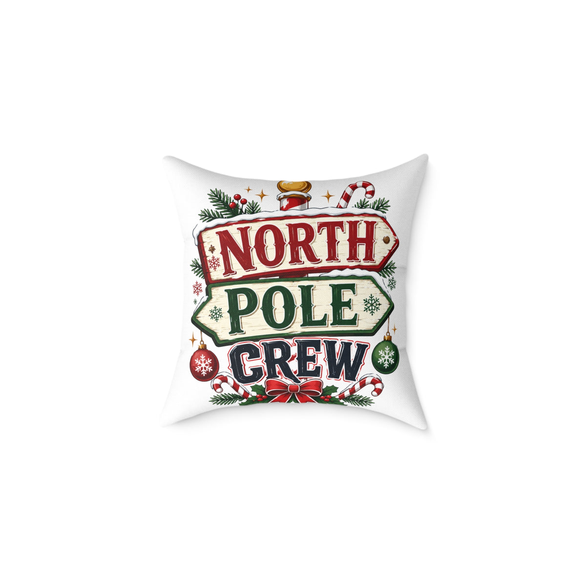 Christmas North Pole Crew Pillow - Christmas Holiday Decorative Throw Pillow