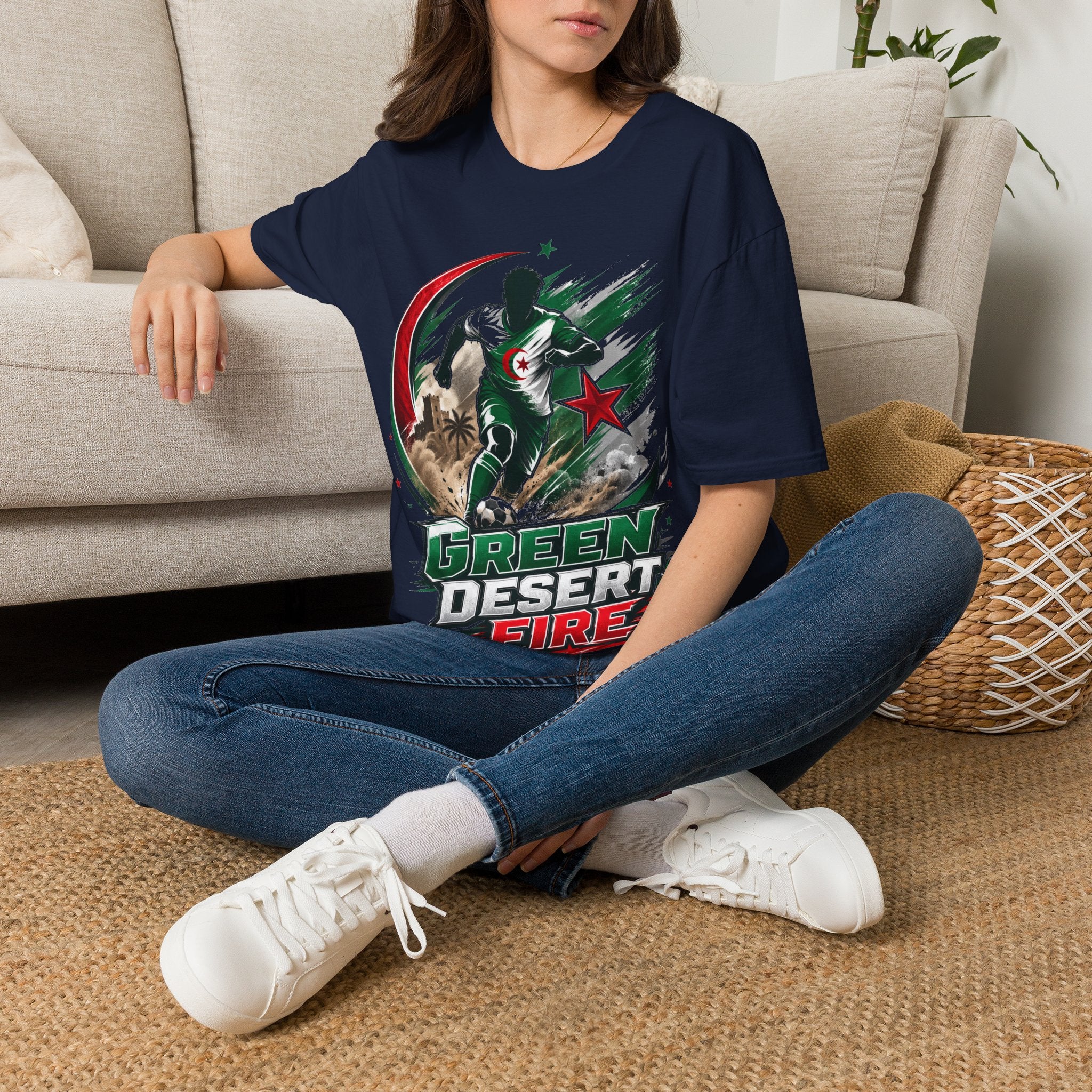 Algeria Football Fan Tee — "Green Desert Fire" Soccer Shirt