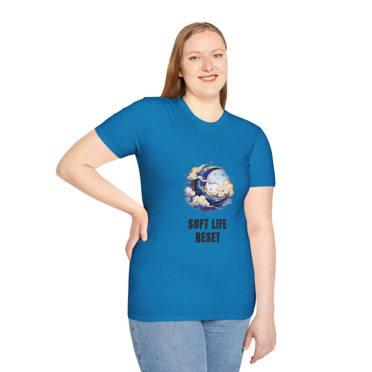 Soft Life Reset T-Shirt — Crescent Moon Cloud Graphic Tee - Trending Now - August 2026