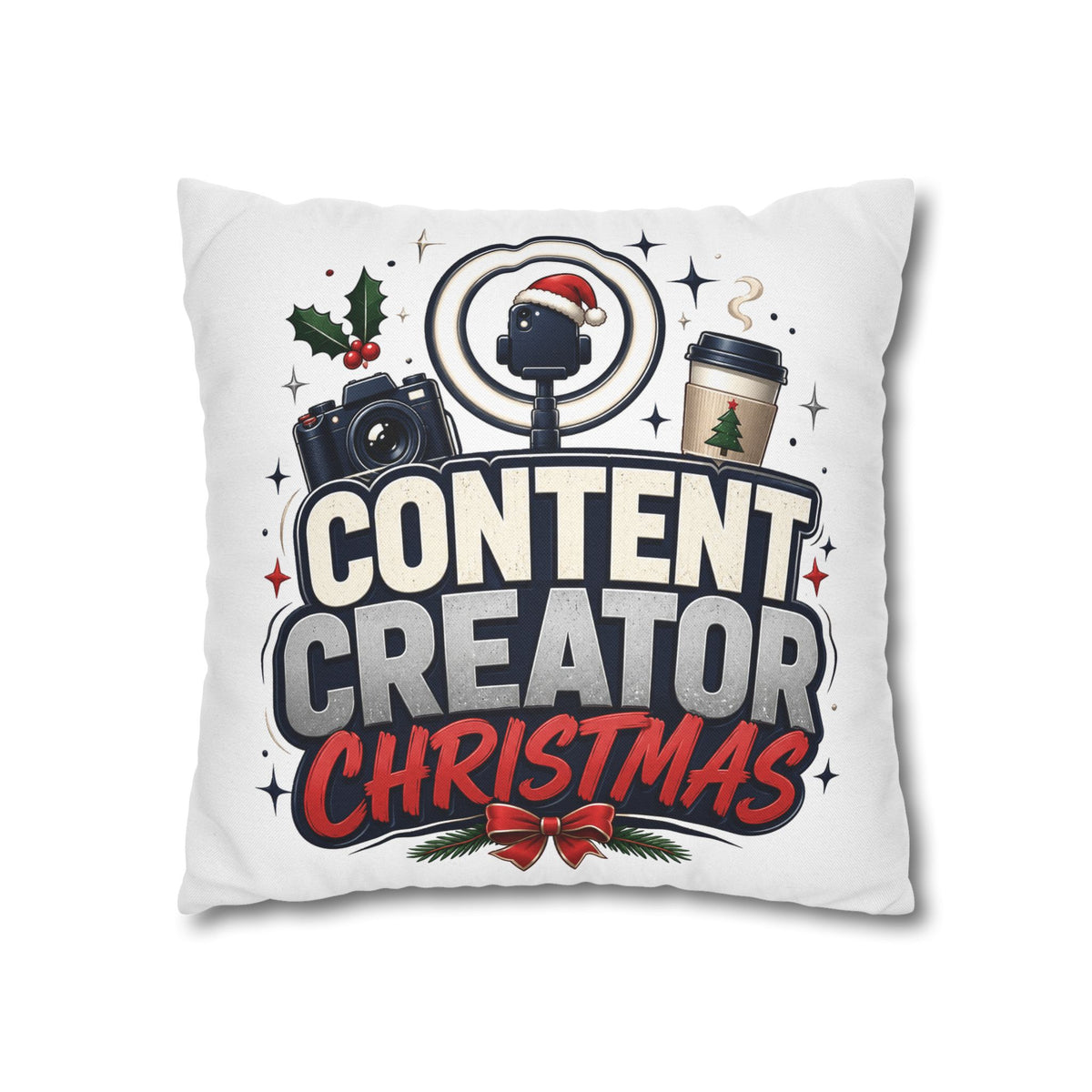 Content Creator Christmas Pillowcase Modern Day Christmas  — Holiday Social Media Creator Gift