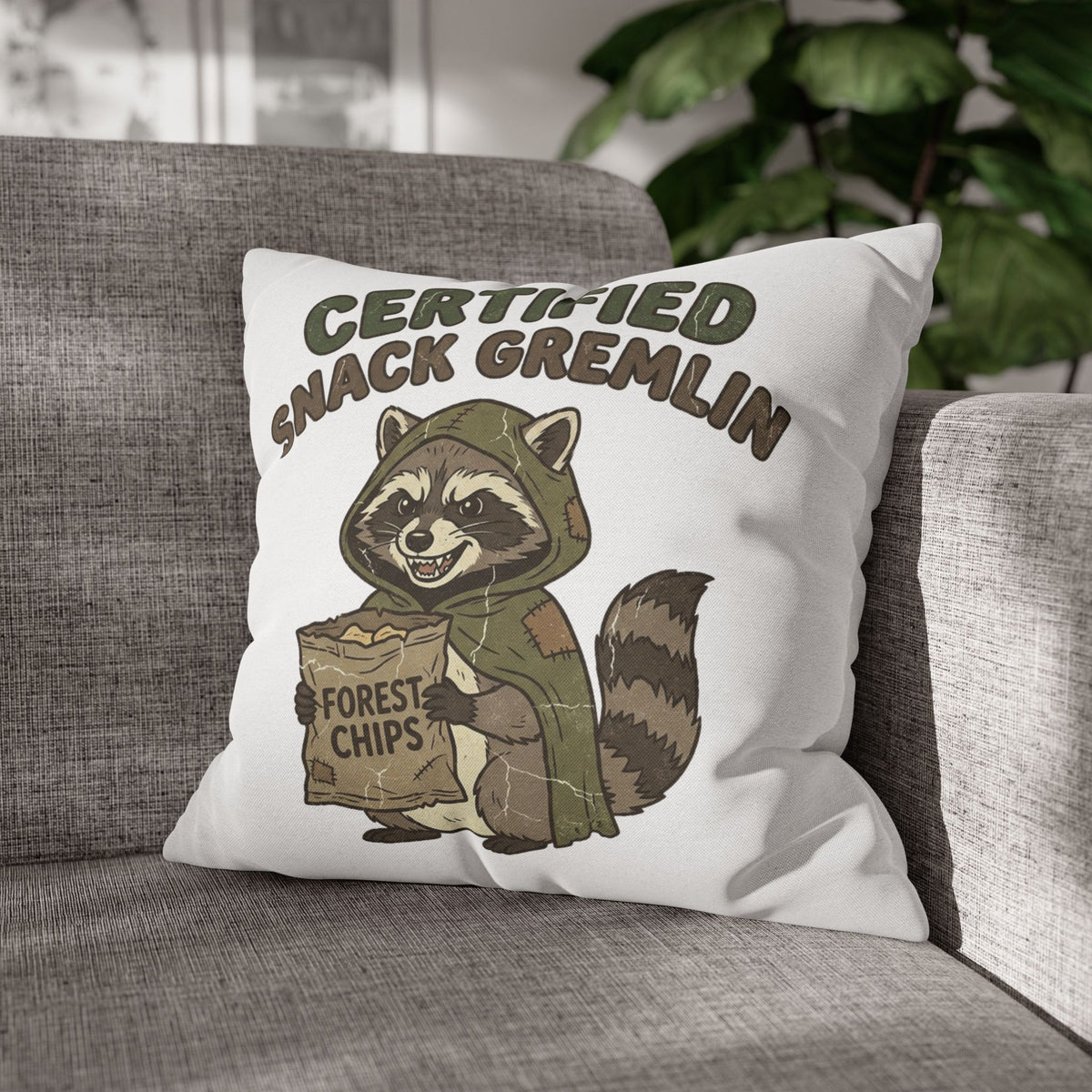 Funny Certified Snack Gremlin Raccoon Throw Pillowcase