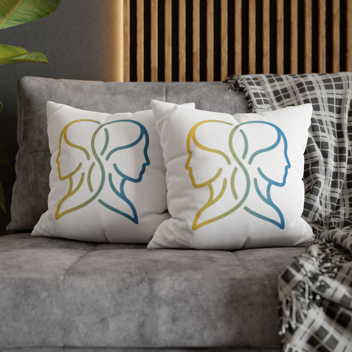 Gemini Zodiac Pillowcase — Dual-Face Gradient Astrology Throw Pillow Cover