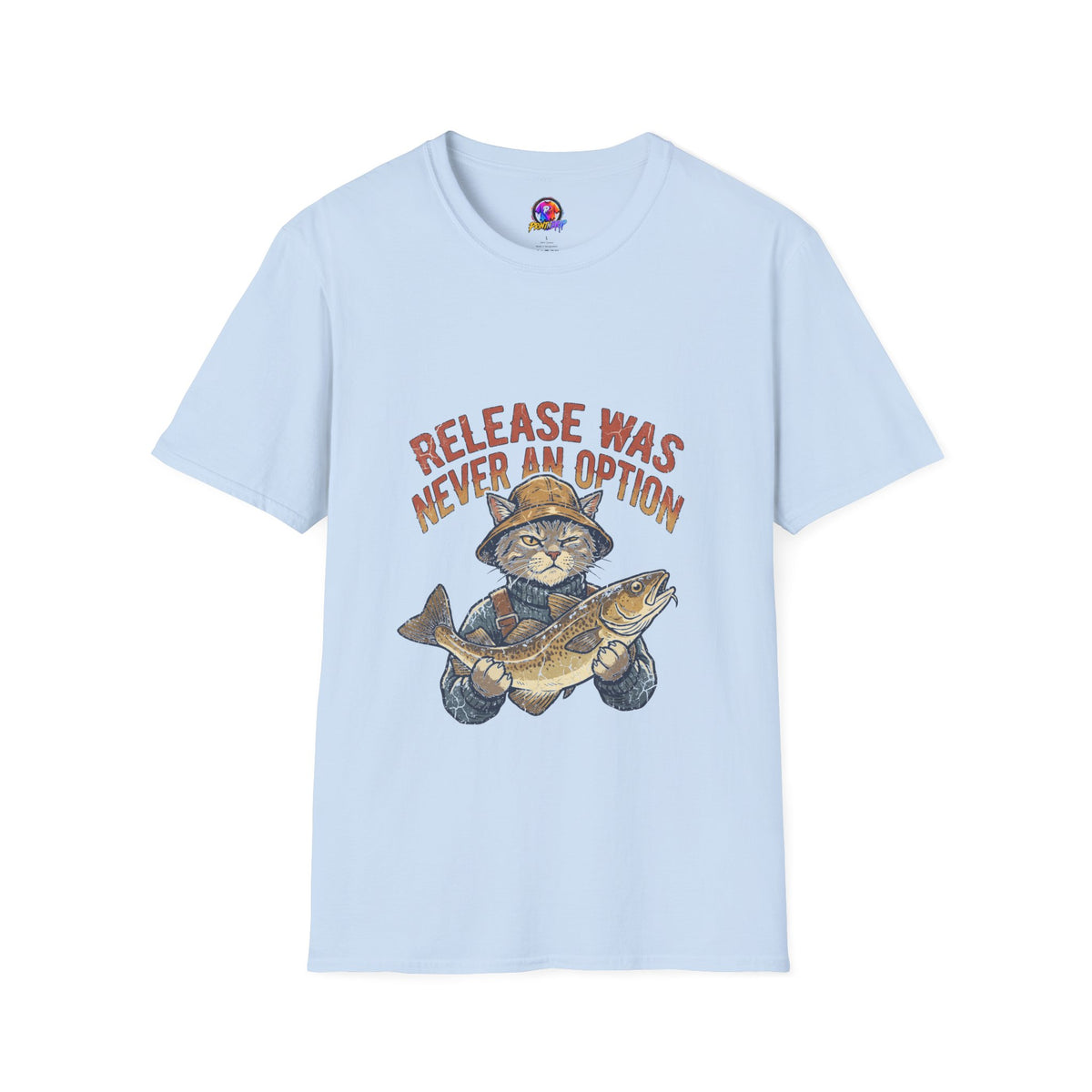 Funny And Witty Fishing Cat T-Shirt – "Release Was Never An Option" Vintage Angler Tee
