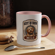Milo Bailey Dog Dad Mom Best in Show Personalized Dog Mug — "Milo" Class of 2028 Accent Coffee Mug