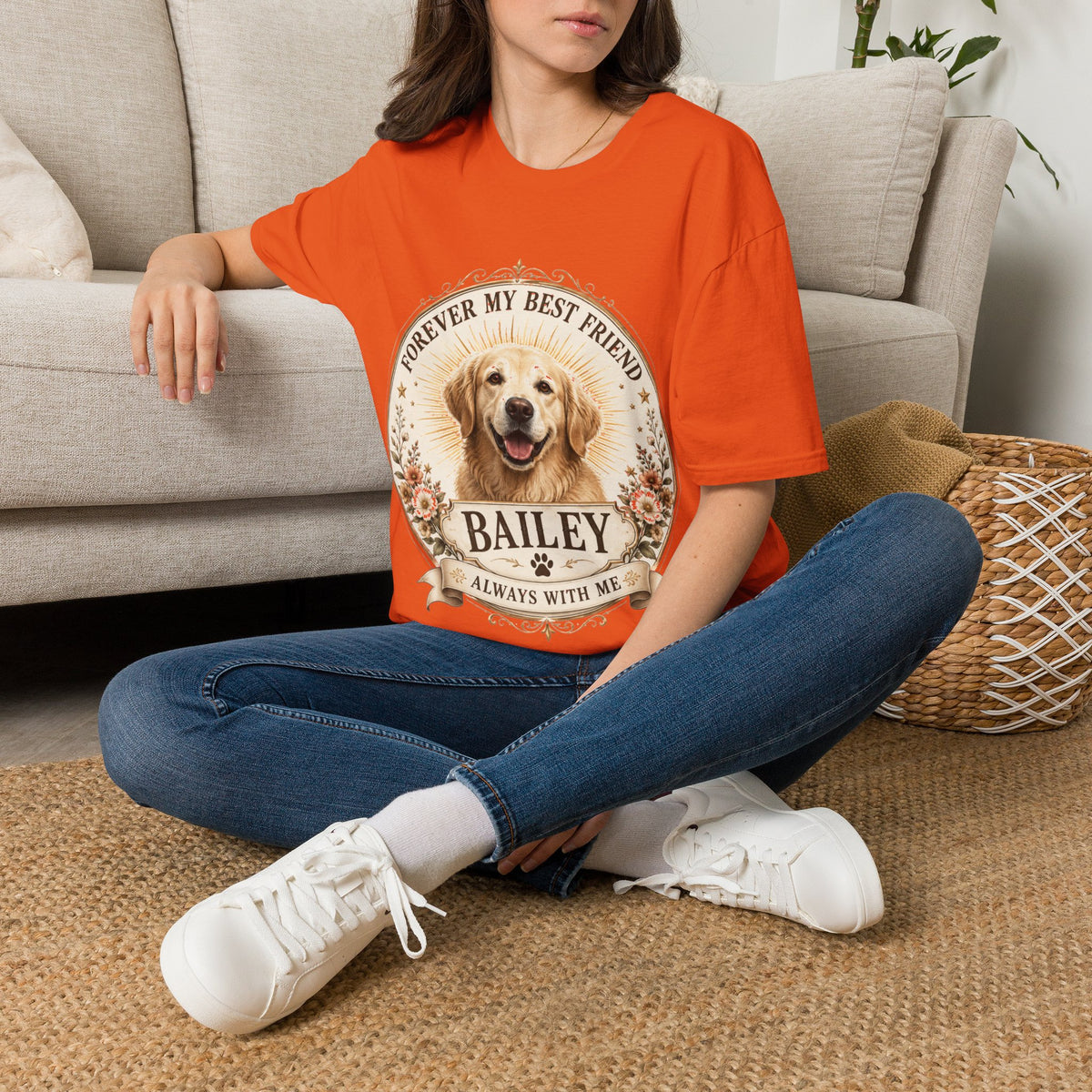 Dog Lover T-Shirt — “Forever My Best Friend” Personalized Golden Retriever Tee