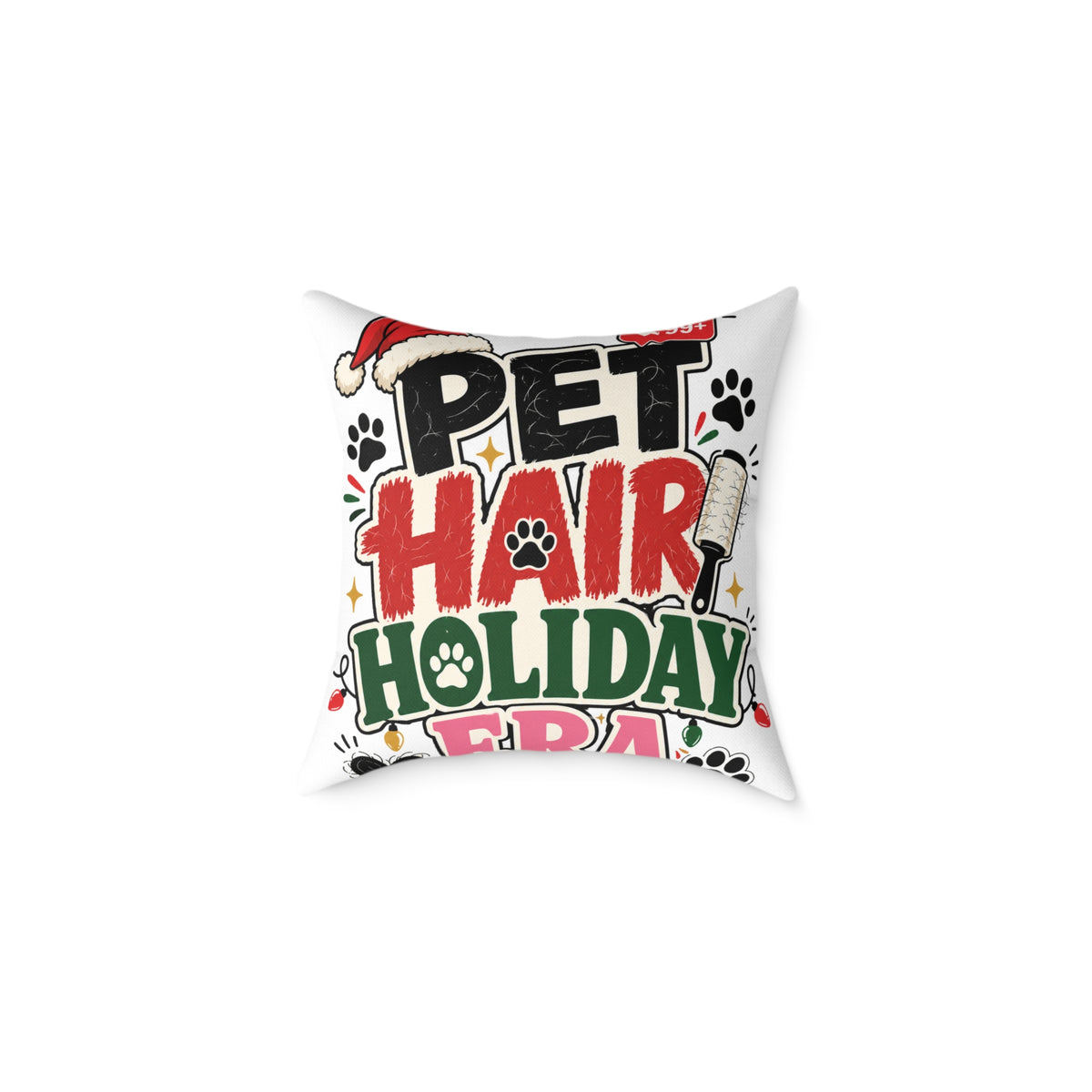 Modern Day Christmas Pet Hair Holiday Pillow