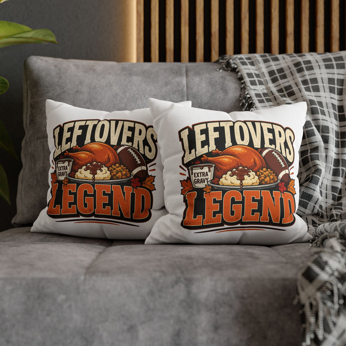 Thanksgiving Leftovers Legend Pillow — Thanksgiving Football Turkey Throw Pillowcase