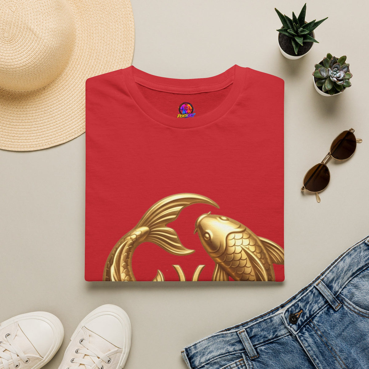 Pisces Gold Fish T-Shirt — Zodiac Symbol Astrology Tee