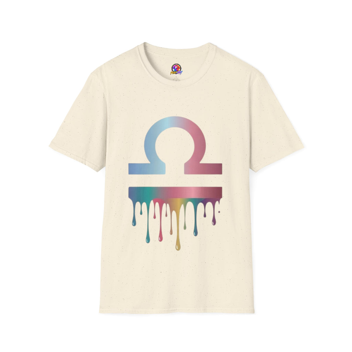 Omega Symbol T-Shirt — Pastel Gradient Drip Design