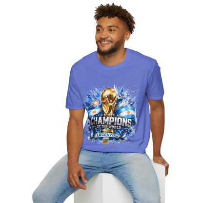 Argentina World Cup Champions T-Shirt — Gold Trophy Celebration Tee