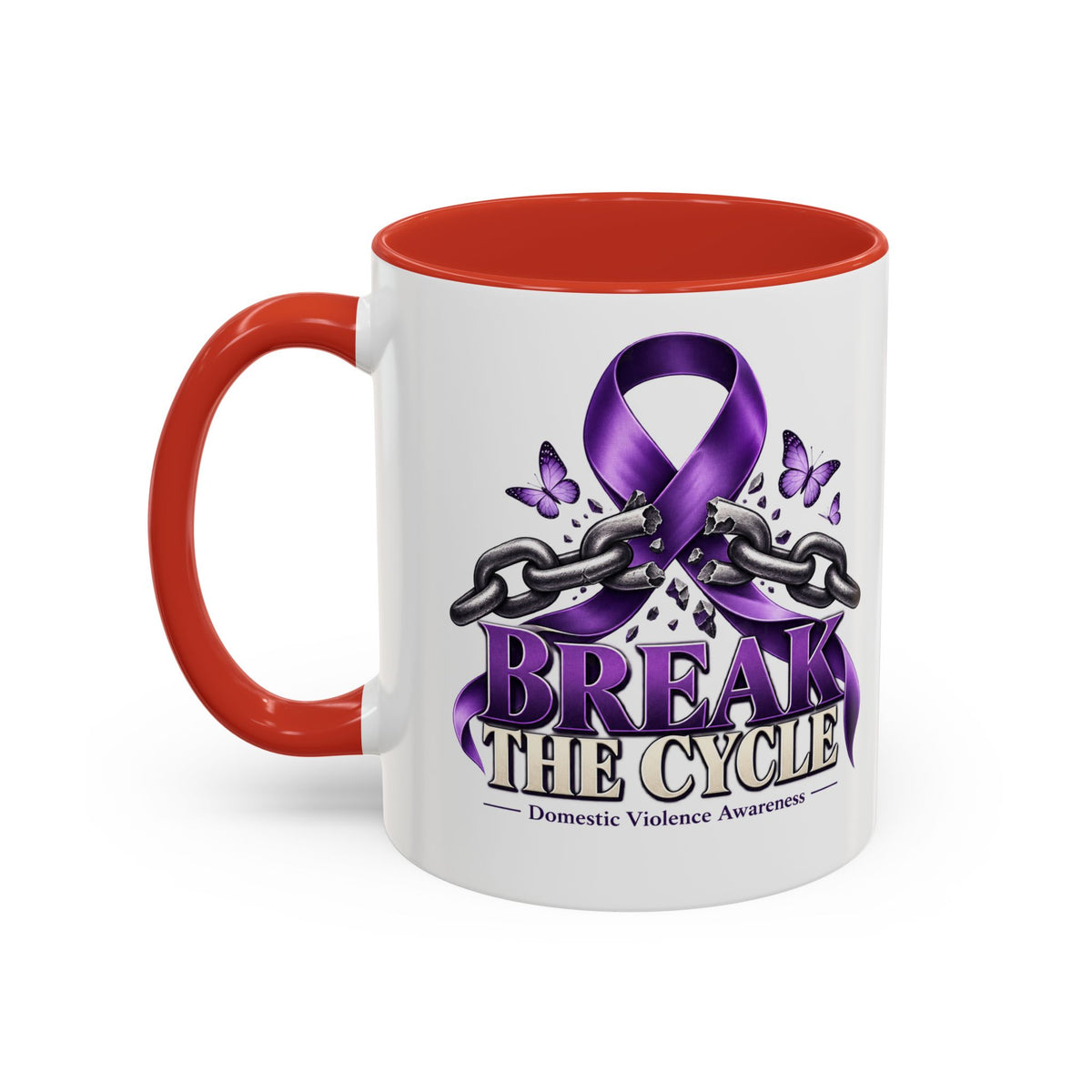 Break the Cycle Coffee Mug – Domestic Violence Awareness Purple Ribbon (11/15oz)