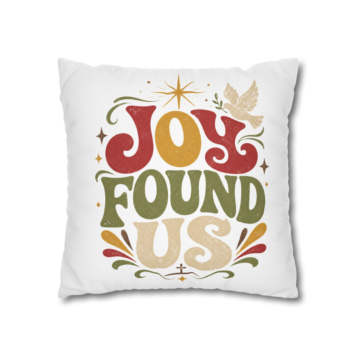 Christmas Joy Found Us Decorative Pillowcase — Retro Holiday Cushion Cover
