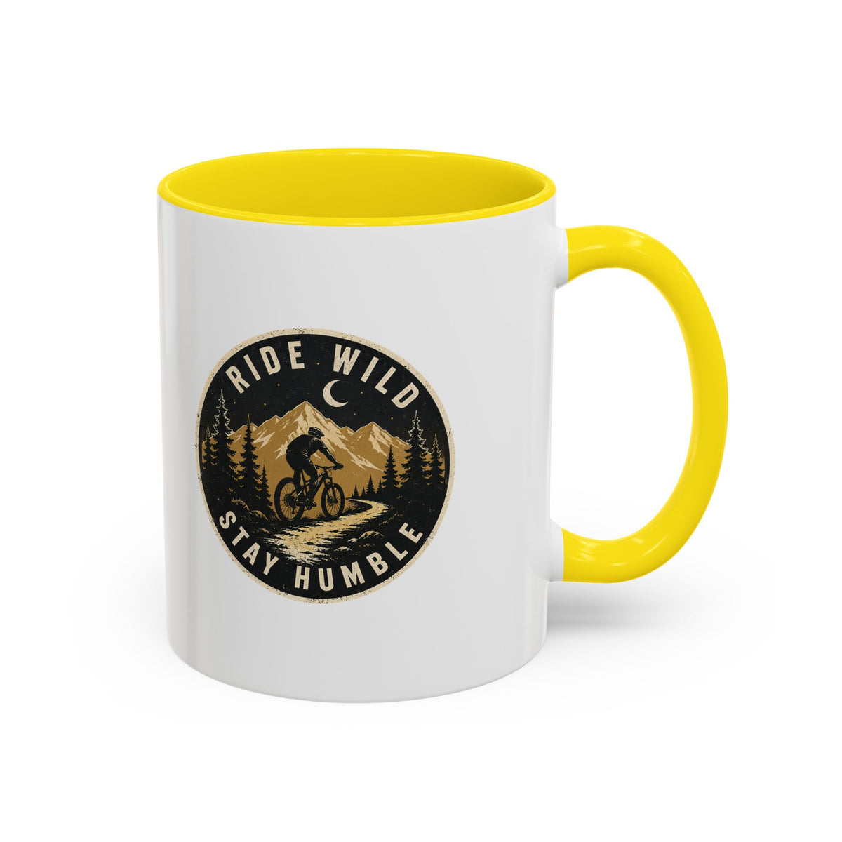 Milo Bailey Dog Dad Mom Ride Wild Stay Humble Accent Coffee Mug — Mountain Biking Adventure Travel Gift