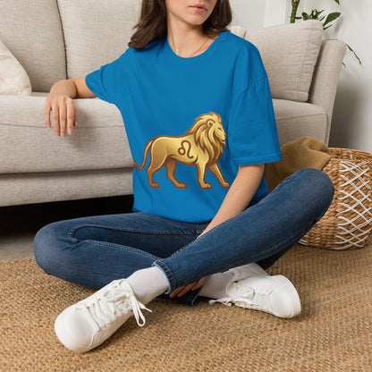 Leo Zodiac Lion T-Shirt — Gold Astrology Tee for Leo Birthdays & Zodiac Fans