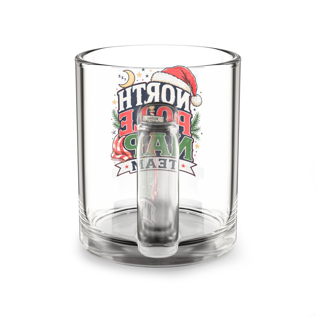 Christmas Glass Mug 10 oz North Pole Nap Team Glass Mug — 10oz Christmas Coffee Cup