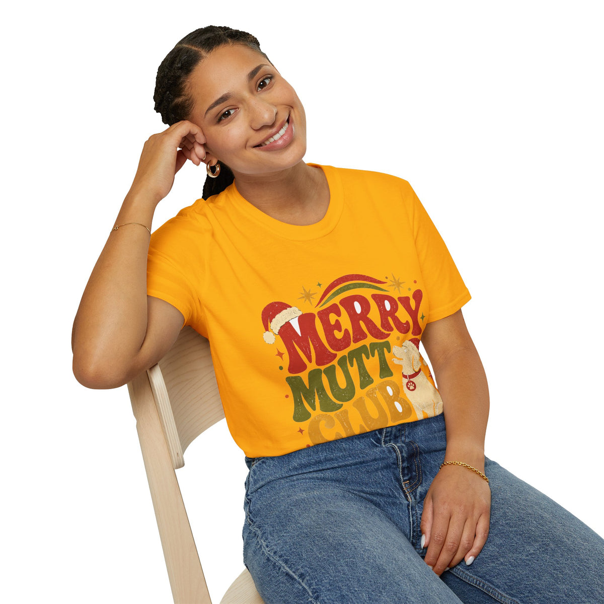 Merry Mutt Club T-Shirt — Retro Christmas Dog Lover Tee